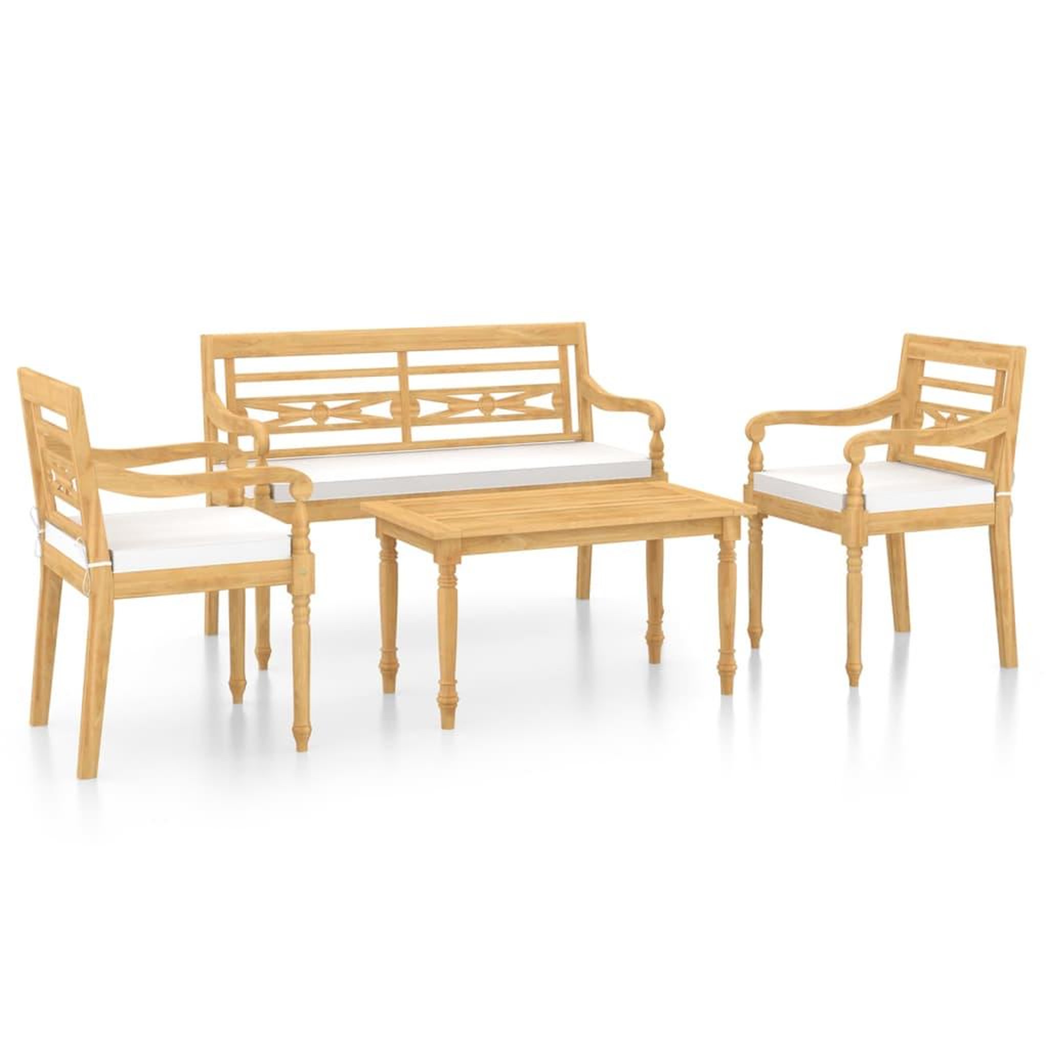 Voir la diapositive 2 : VIDAXL Salon de jardin 4 pcs avec coussins Bois de teck solide
