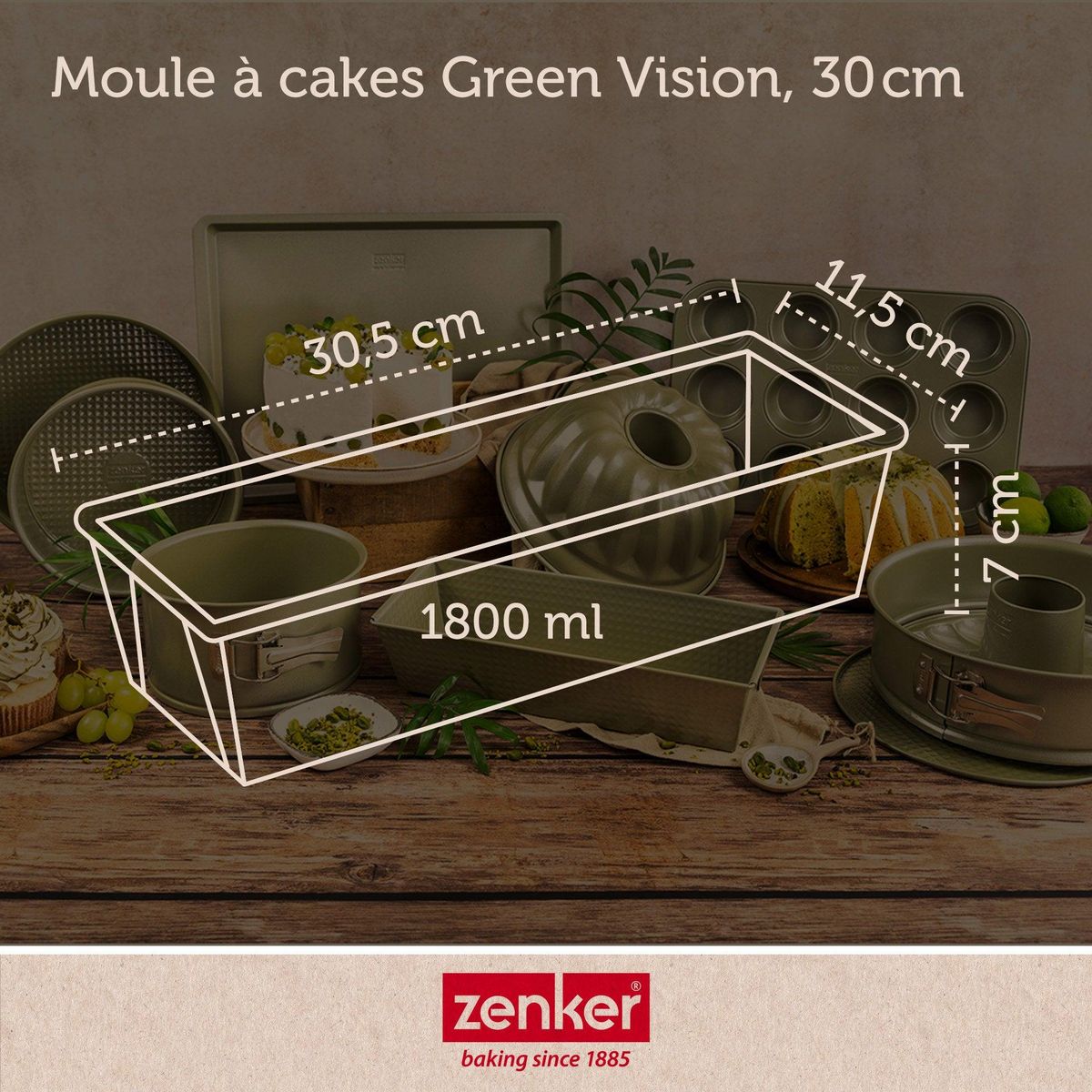 ZENKER Moule à cake 30 cm Zenker Green Vision
