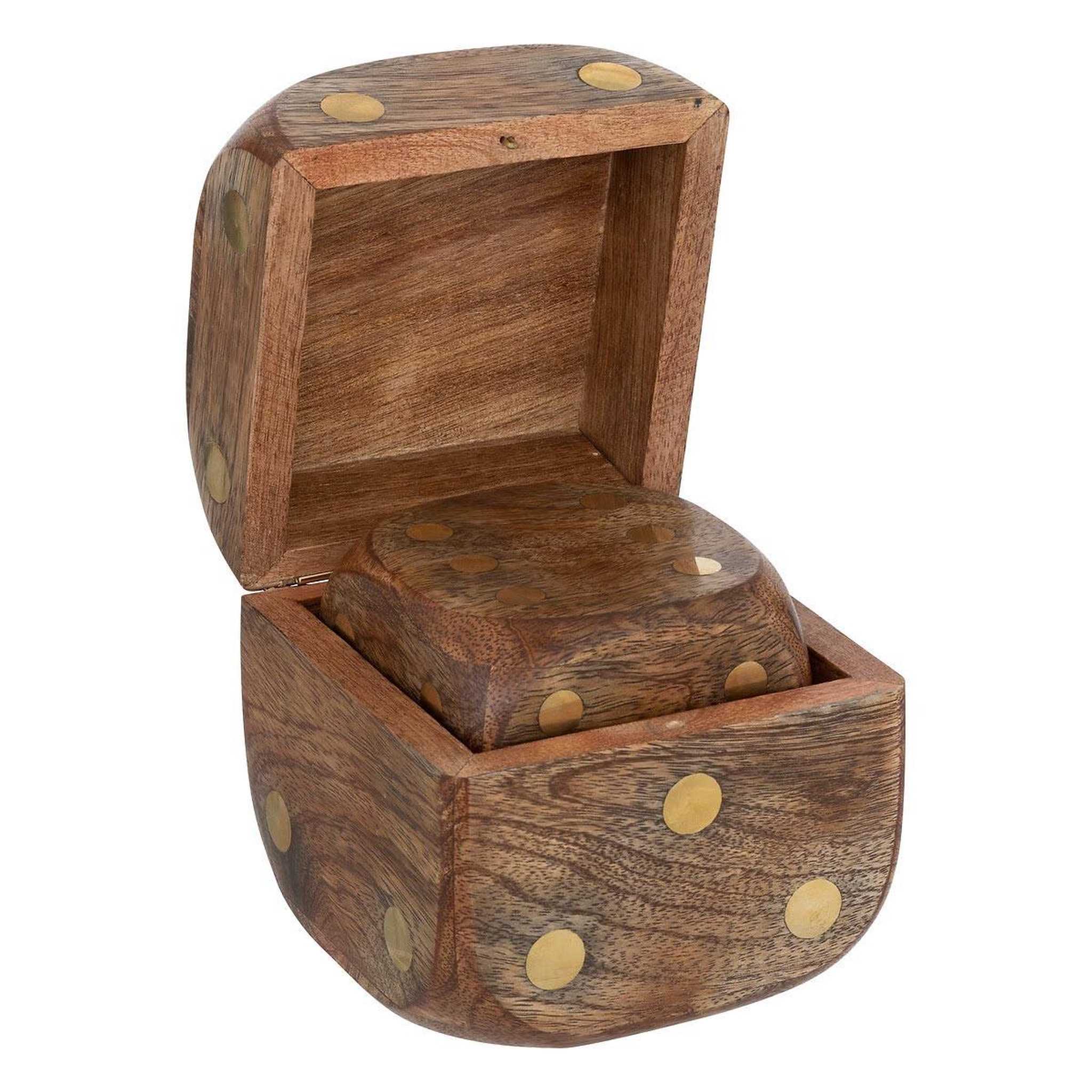Voir la diapositive 4 : ATMOSPHERA Lot de 3 dés déco en bois  roger  10cm marron