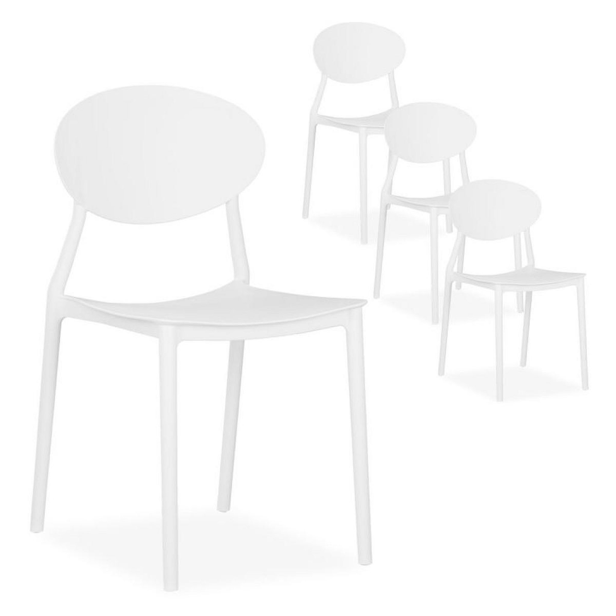 Voir la diapositive 1 : HomeStyle4U Chaise de jardin lot 4 chaises blanc