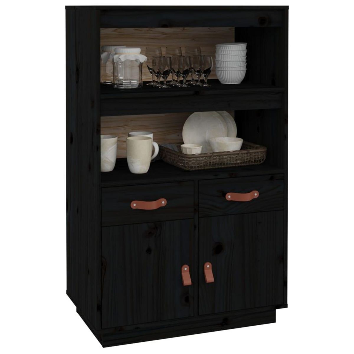 VIDAXL Buffet haut Noir 67x40x108,5 cm Bois massif de pin