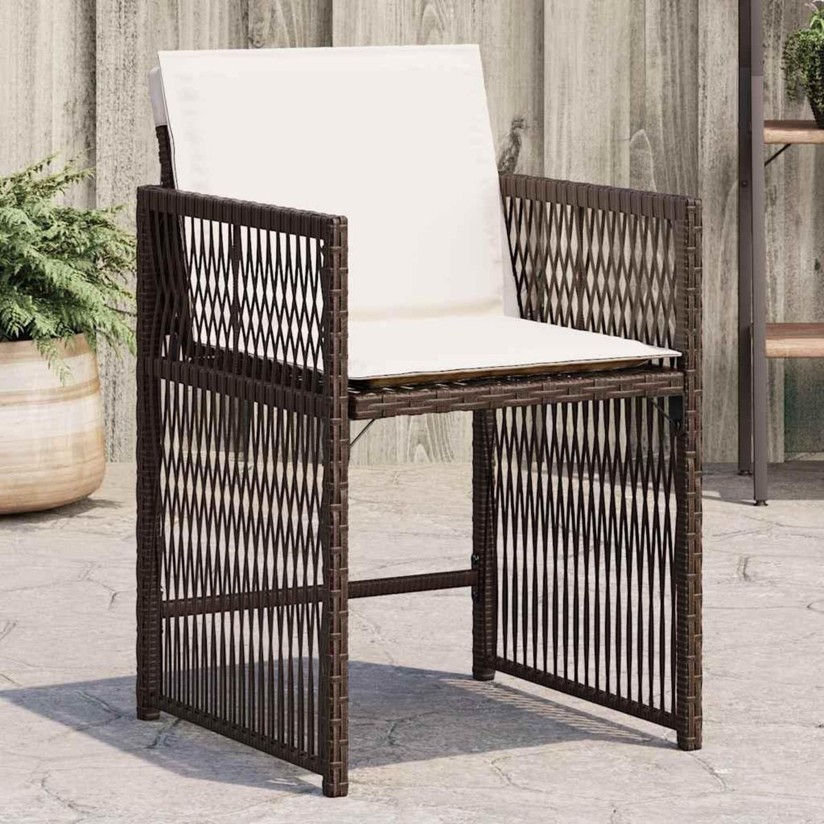 VIDAXL Chaises de jardin avec coussins lot de 4 marron resine tressee