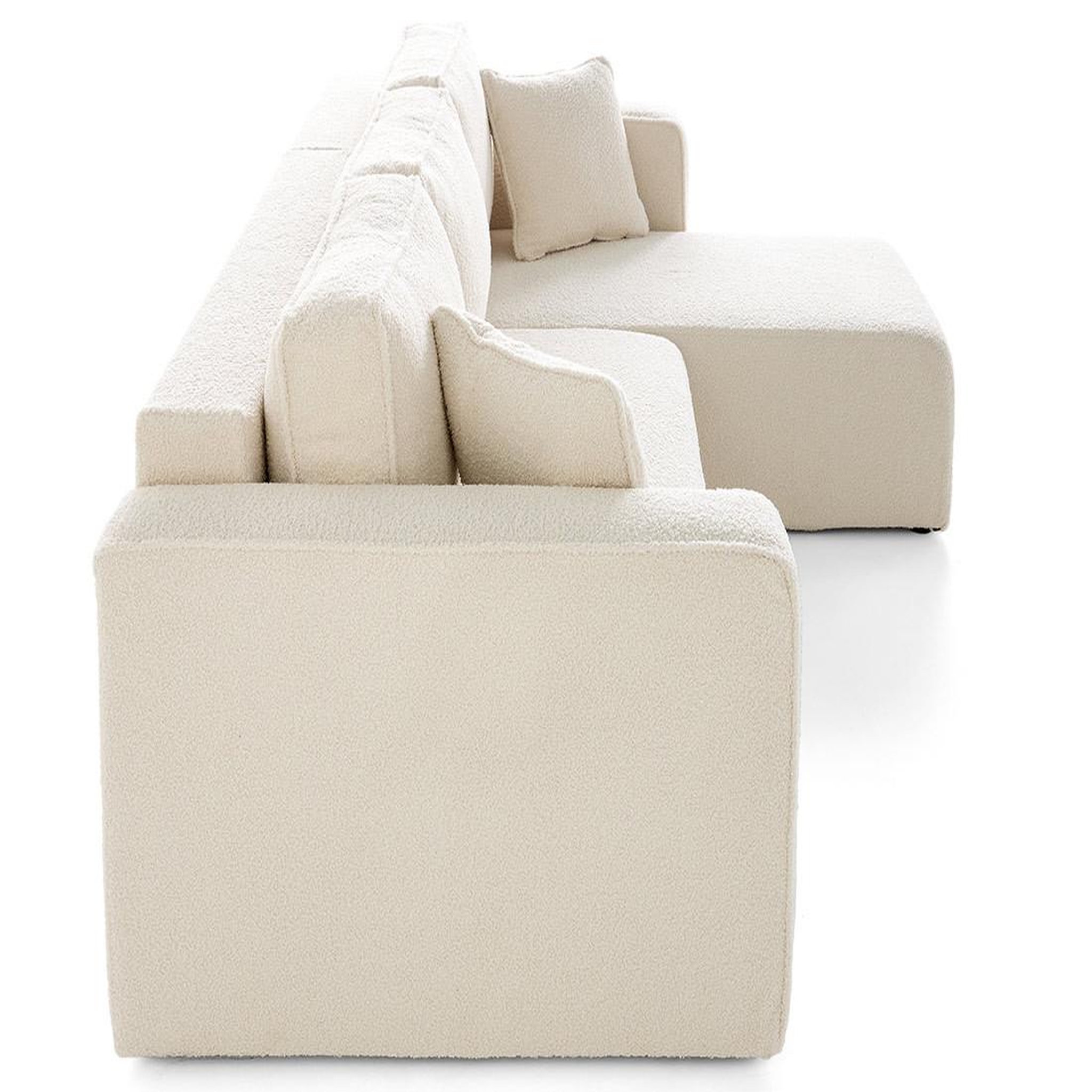 Voir la diapositive 4 : BEST MOBILIER Topaze - canapé d'angle déhoussable réversible 4 places en tissu bouclette