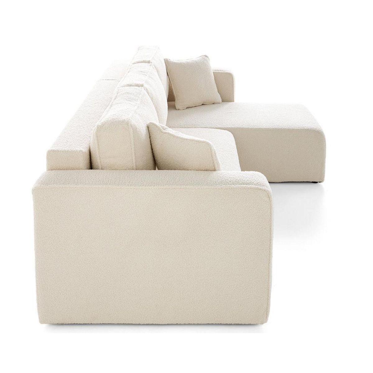 BEST MOBILIER Topaze - canapé d'angle déhoussable réversible 4 places en tissu bouclette