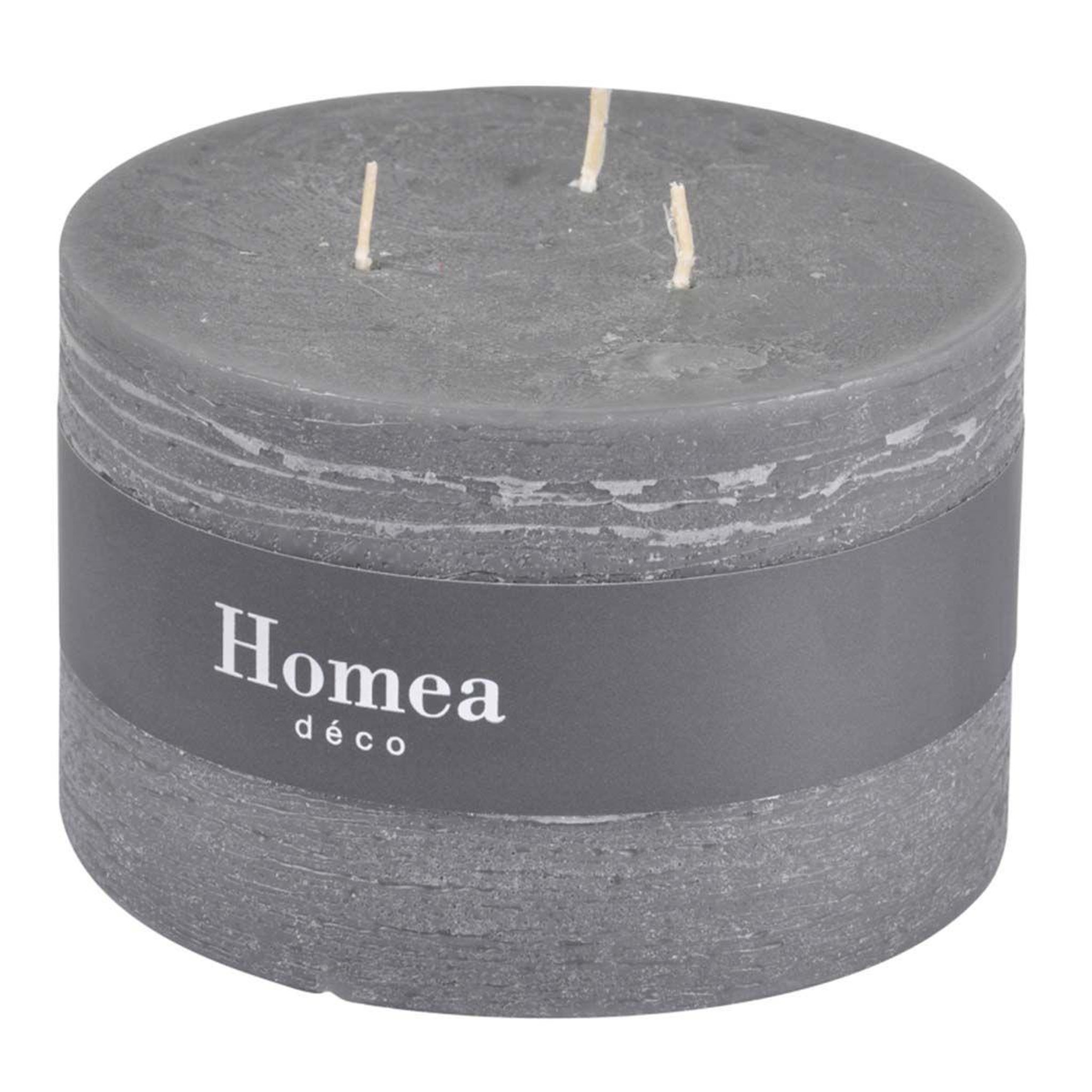 Voir la diapositive 2 : HOMEA Bougie déco 3 mèches  rustique  12cm anthracite