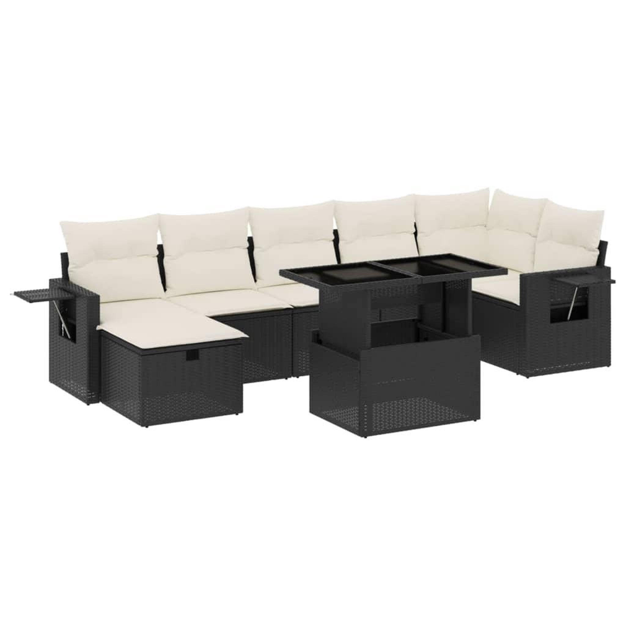 Voir la diapositive 2 : VIDAXL Salon de jardin 8 pcs avec coussins noir resine tressee