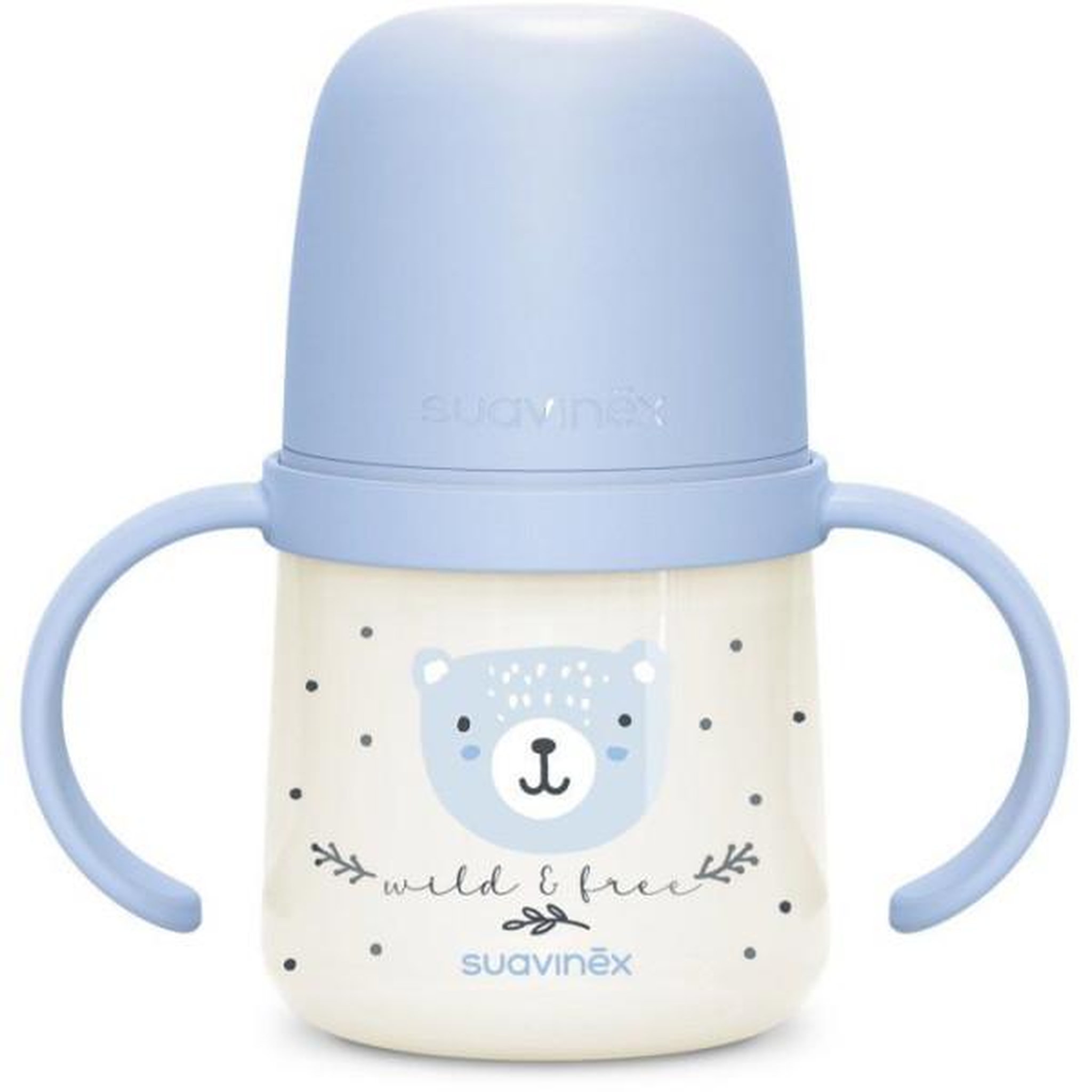 Voir la diapositive 2 : Suavinex Biberon avec anses - SUAVINEX - NIGHT&DAY WILD&FREE - 150 ml - 6 mois et plus - Bleu
