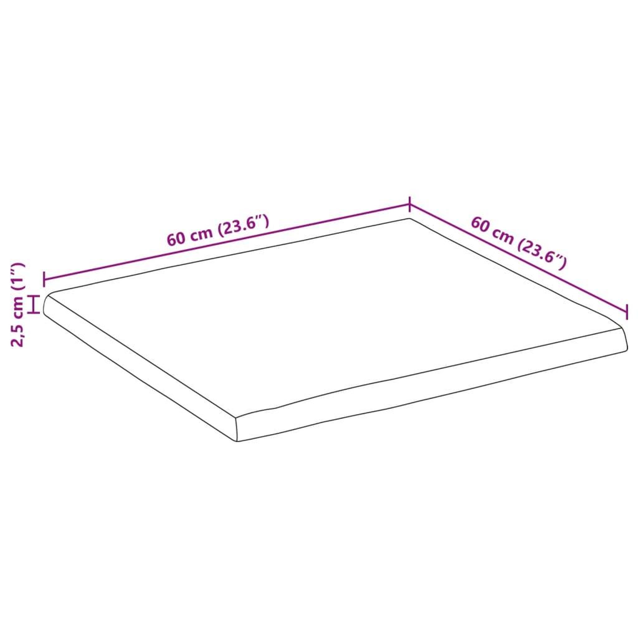 Voir la diapositive 6 : VIDAXL Dessus de table bord vivant 60x60x2,5 cm bois de manguier brut