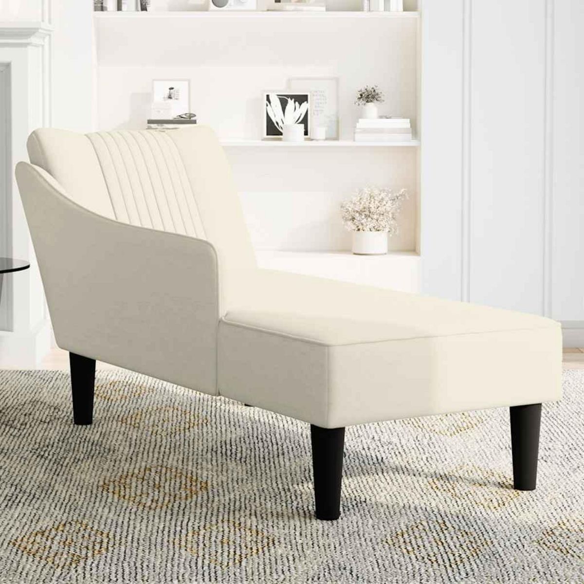 VIDAXL Fauteuil long avec accoudoir droit creme velours