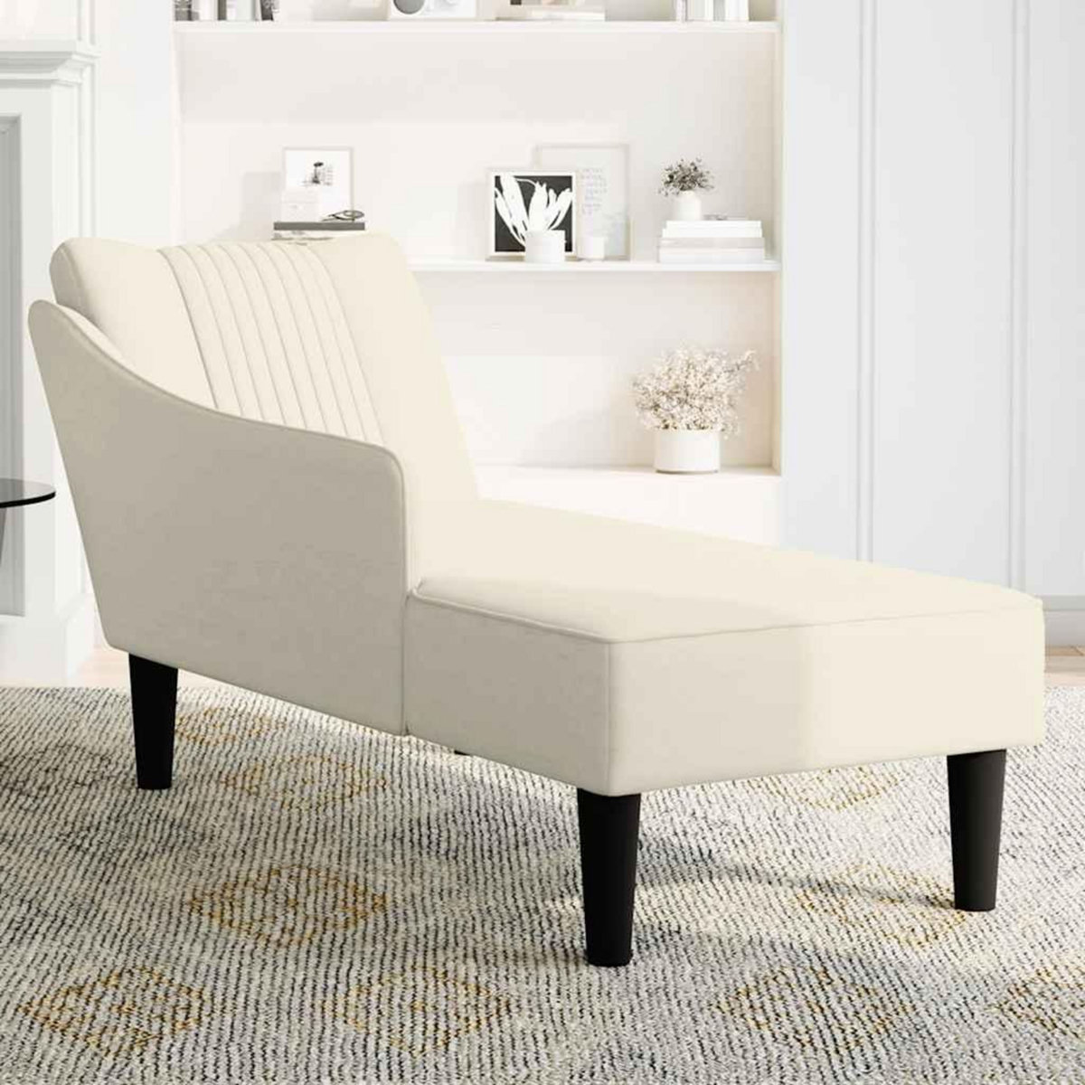 VIDAXL Fauteuil long avec accoudoir droit creme velours