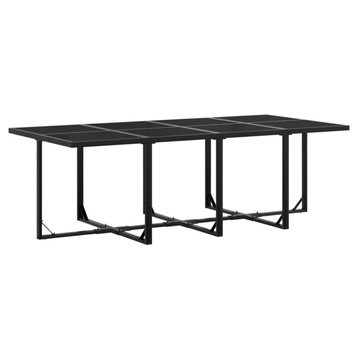 VIDAXL Ensemble a manger de jardin 9pcs coussins noir resine tressee