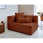 LISA DESIGN Colombine - module d'assise gauche - en velours côtelé. Coloris disponibles : Gris, Beige, Orange, Bleu