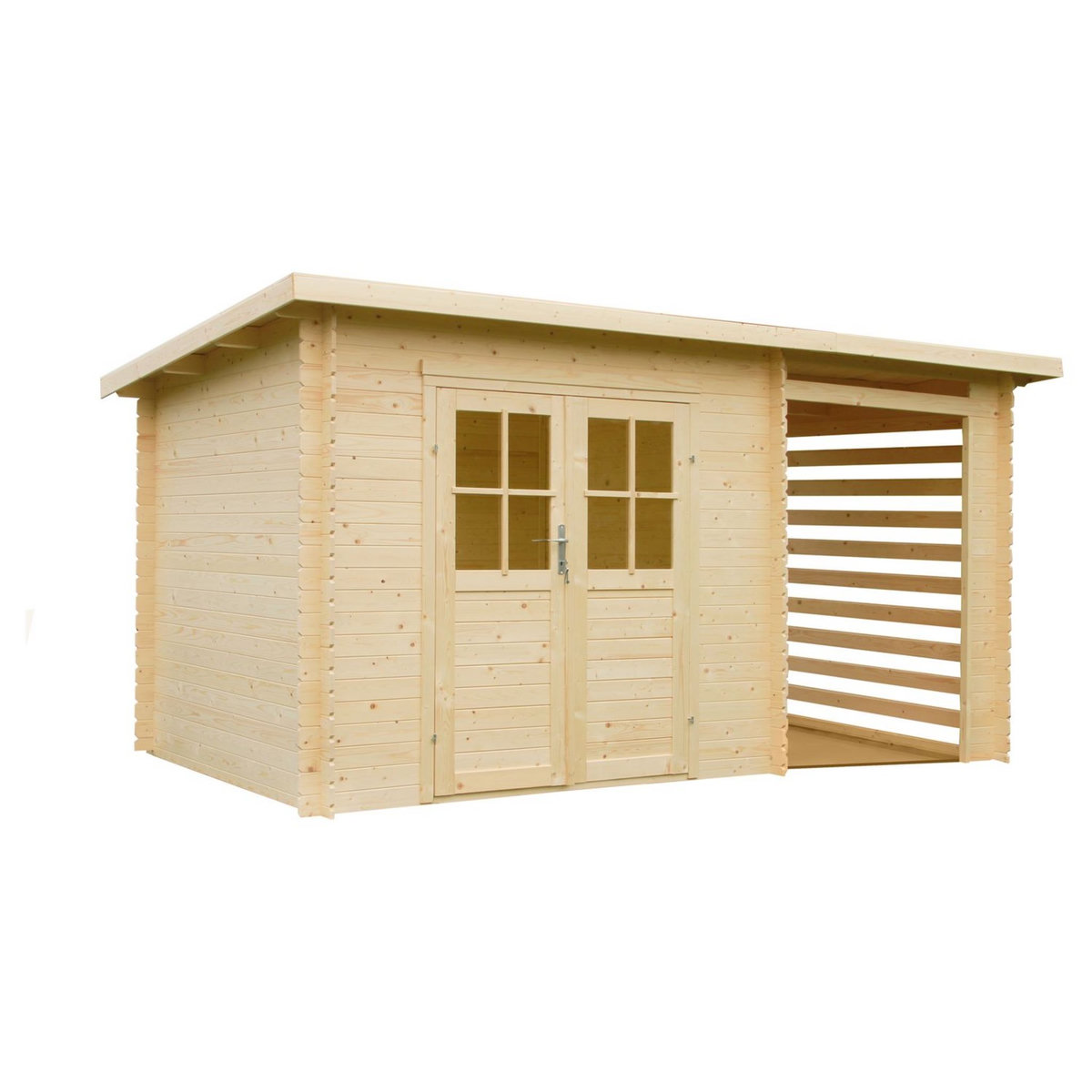 OLG FRANCE Abri de jardin bois - 4,44 + 3m² - KATY