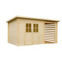 Voir la diapositive 2 : OLG FRANCE Abri de jardin bois - 4,44 + 3m² - KATY