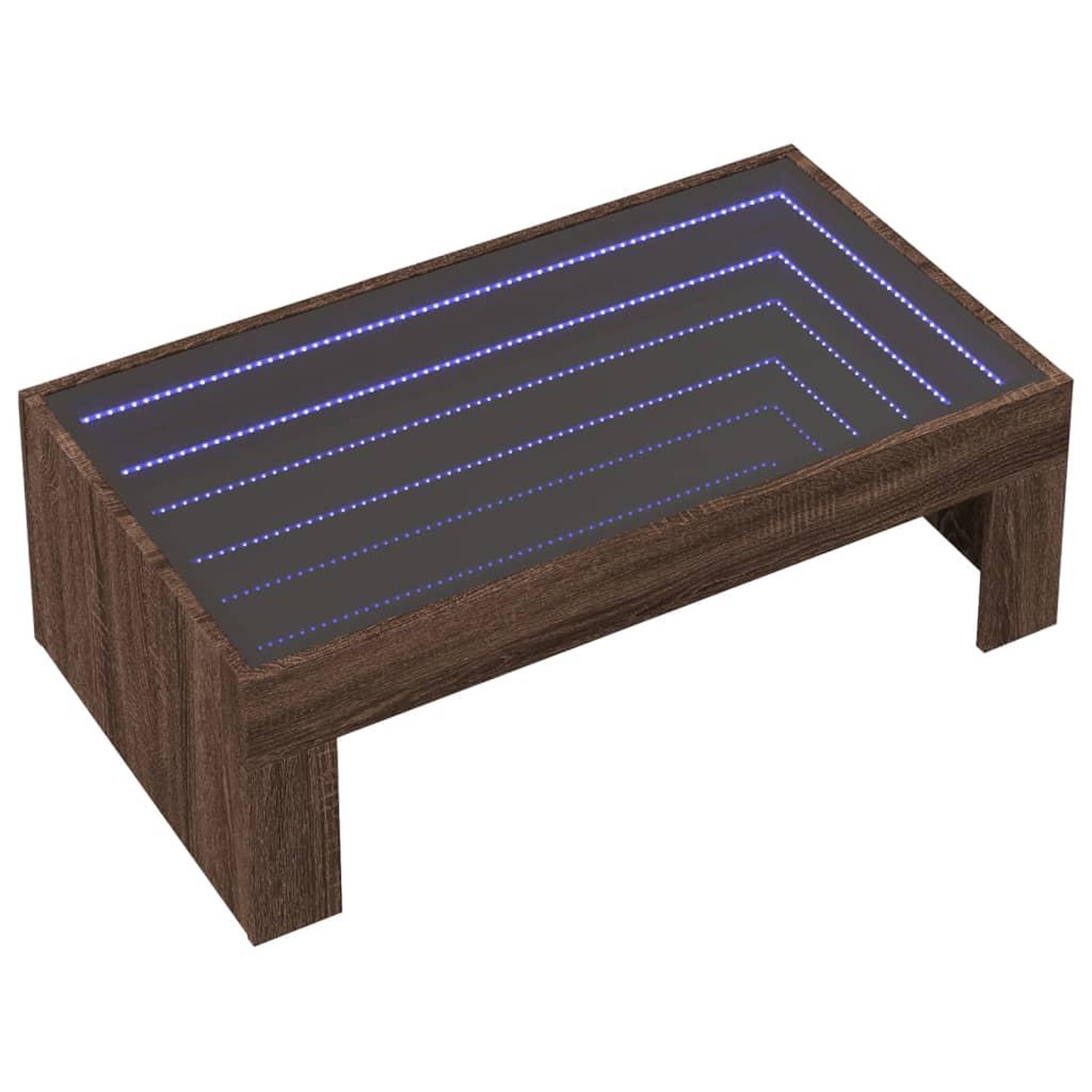 Voir la diapositive 3 : VIDAXL Table basse avec LED infini chene marron 90x50x30 cm