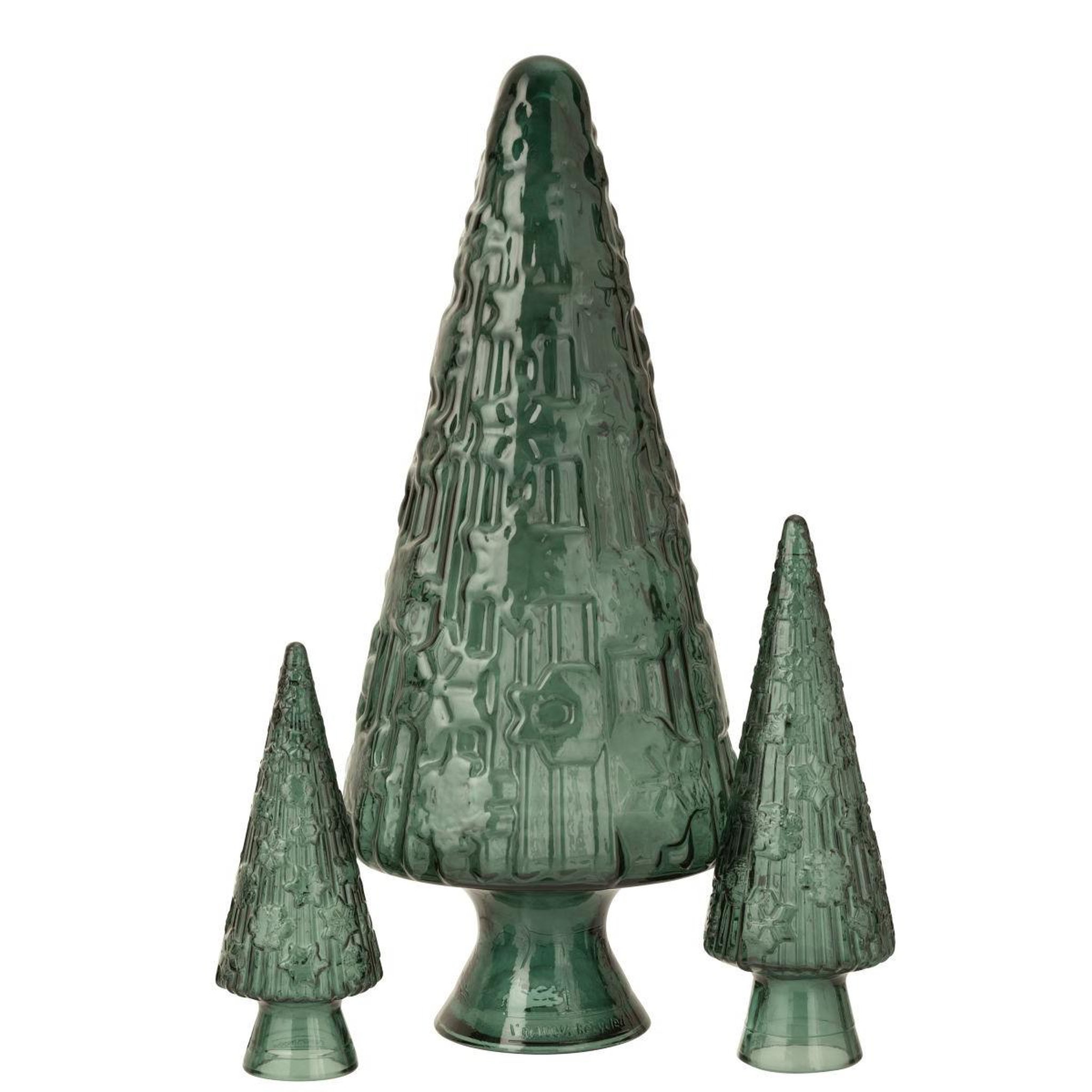 Voir la diapositive 2 : J-LINE Sapin de noël en verre  cône  43cm vert foncé