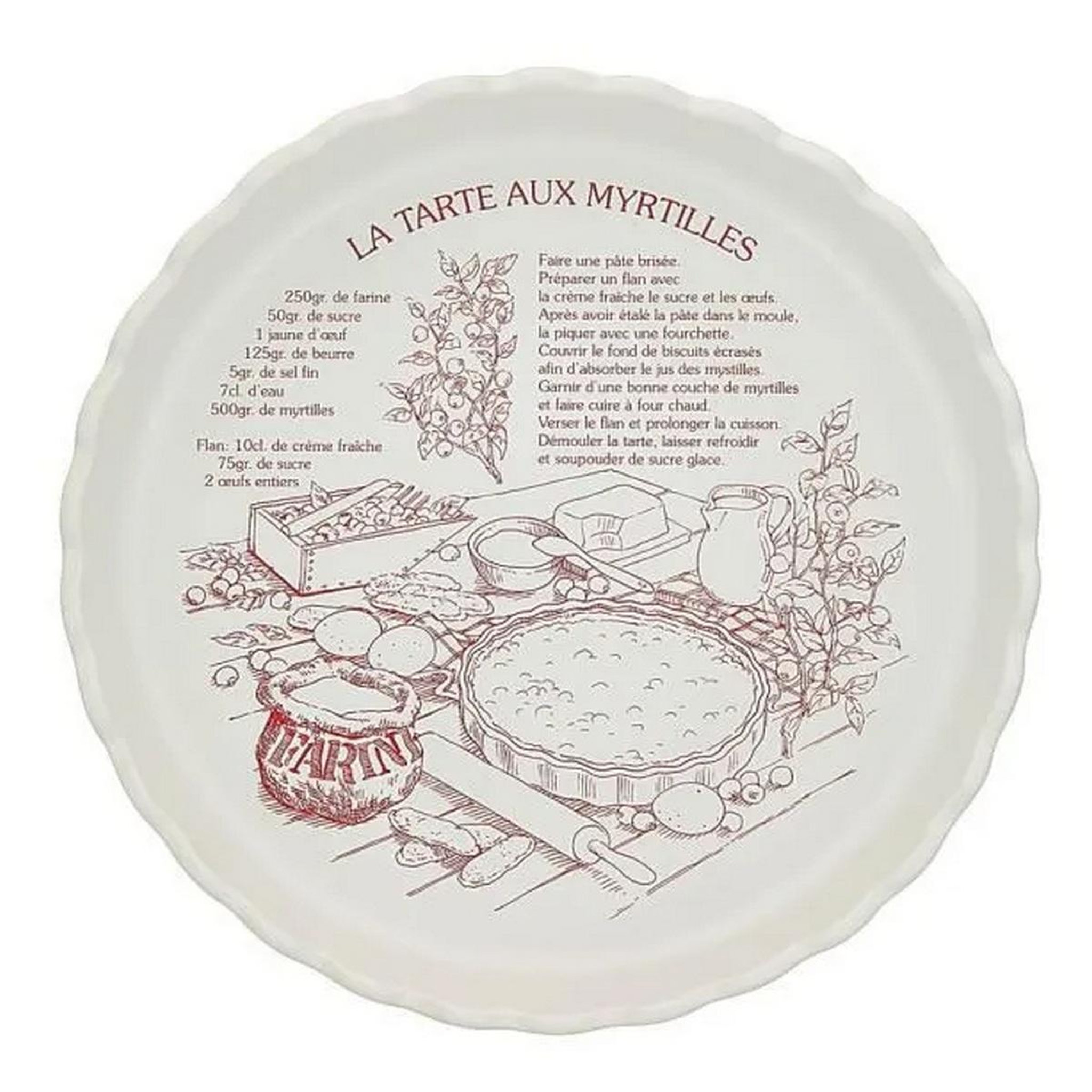 Table&cook Tourtière  30 cm blanc avec décors rouge - TFT301-01010T