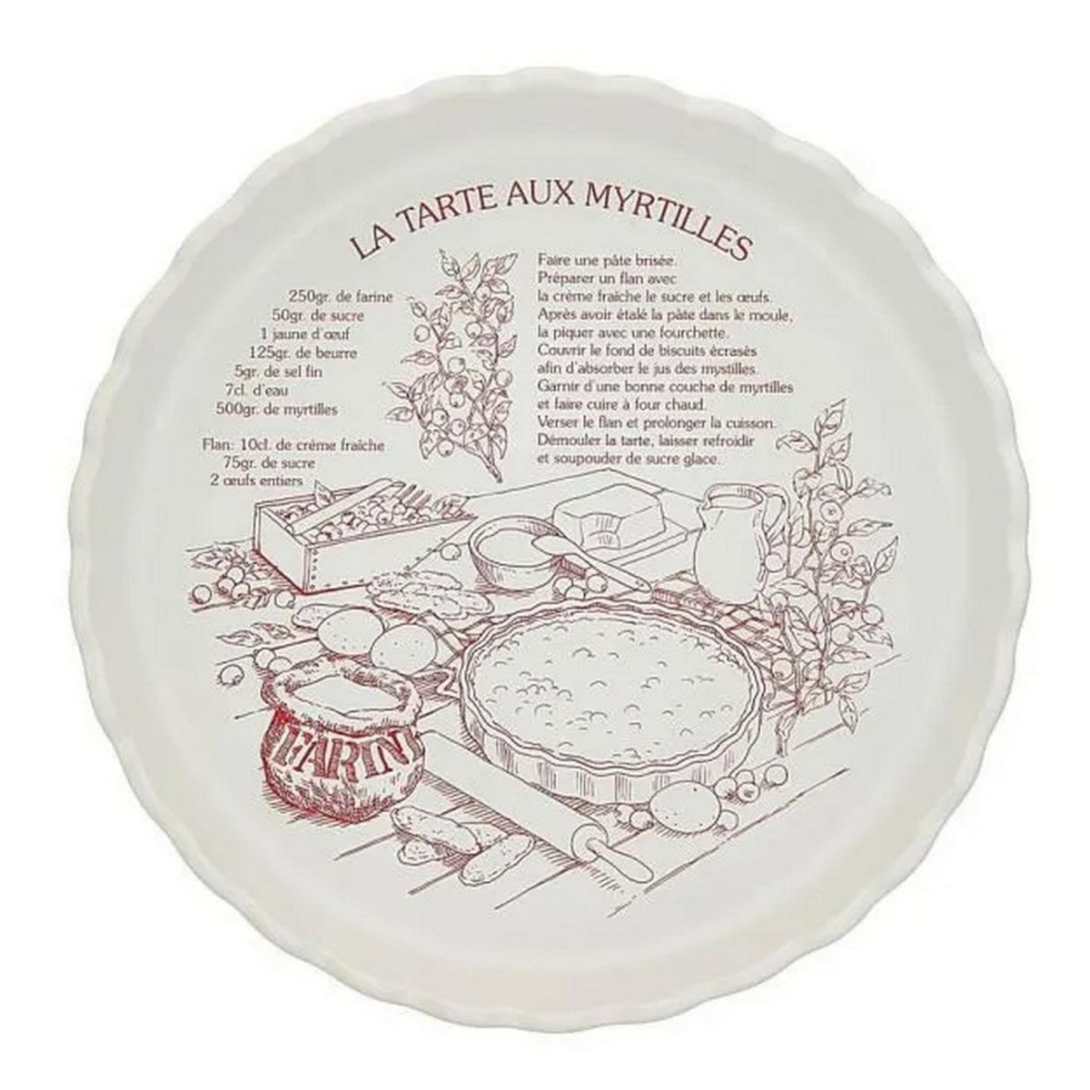 Table&cook Tourtière  30 cm blanc avec décors rouge - TFT301-01010T