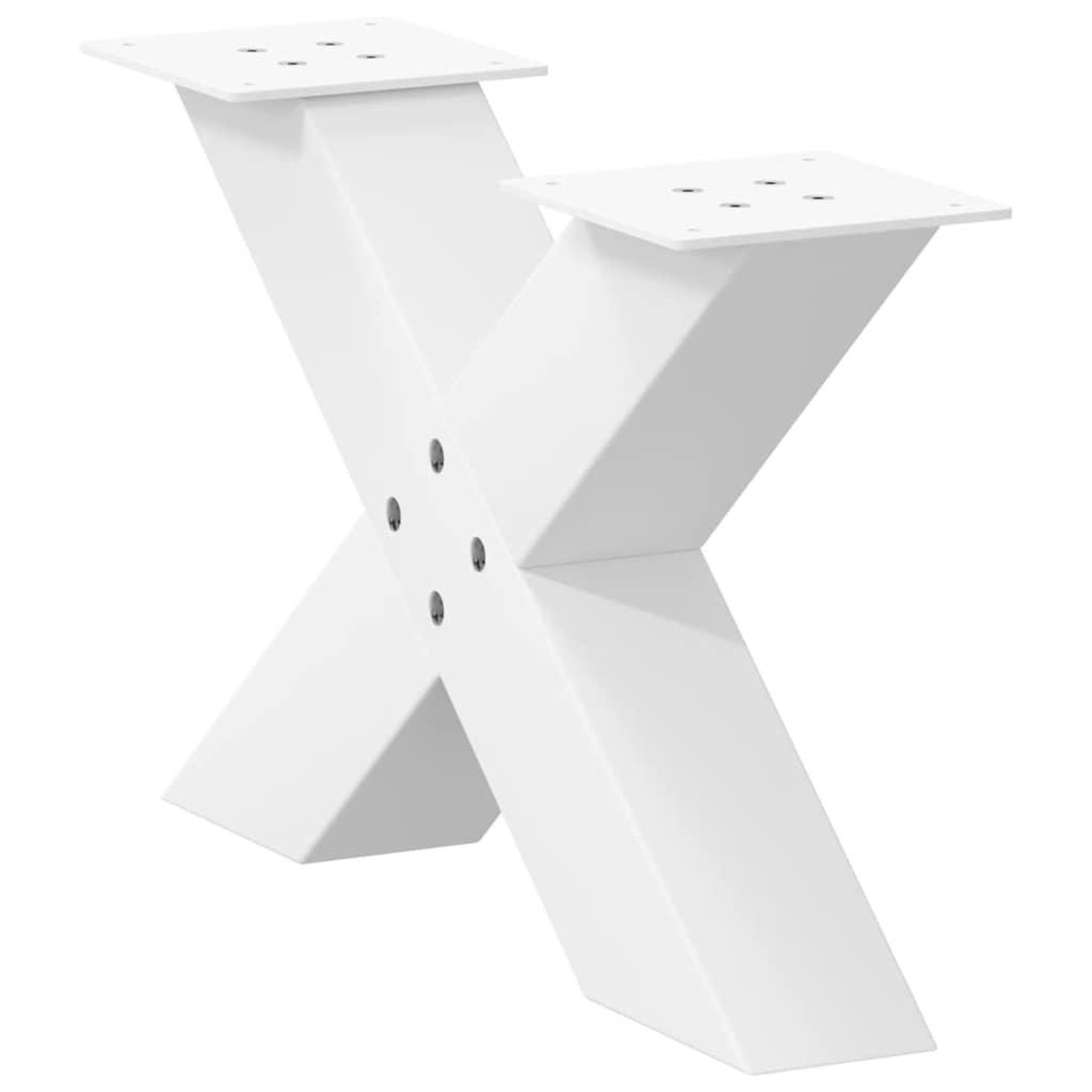 Voir la diapositive 4 : VIDAXL Pieds de table basse forme de X 2 pcs blanc 50x(30-31) cm acier