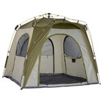 OUTSUNNY Tente de camping familiale 4 personnes montage instantanée pop-up 4 fenêtres pare-soleil dim. 2,4L x 2,4l x 1,95H m fibre verre polyester vert gris