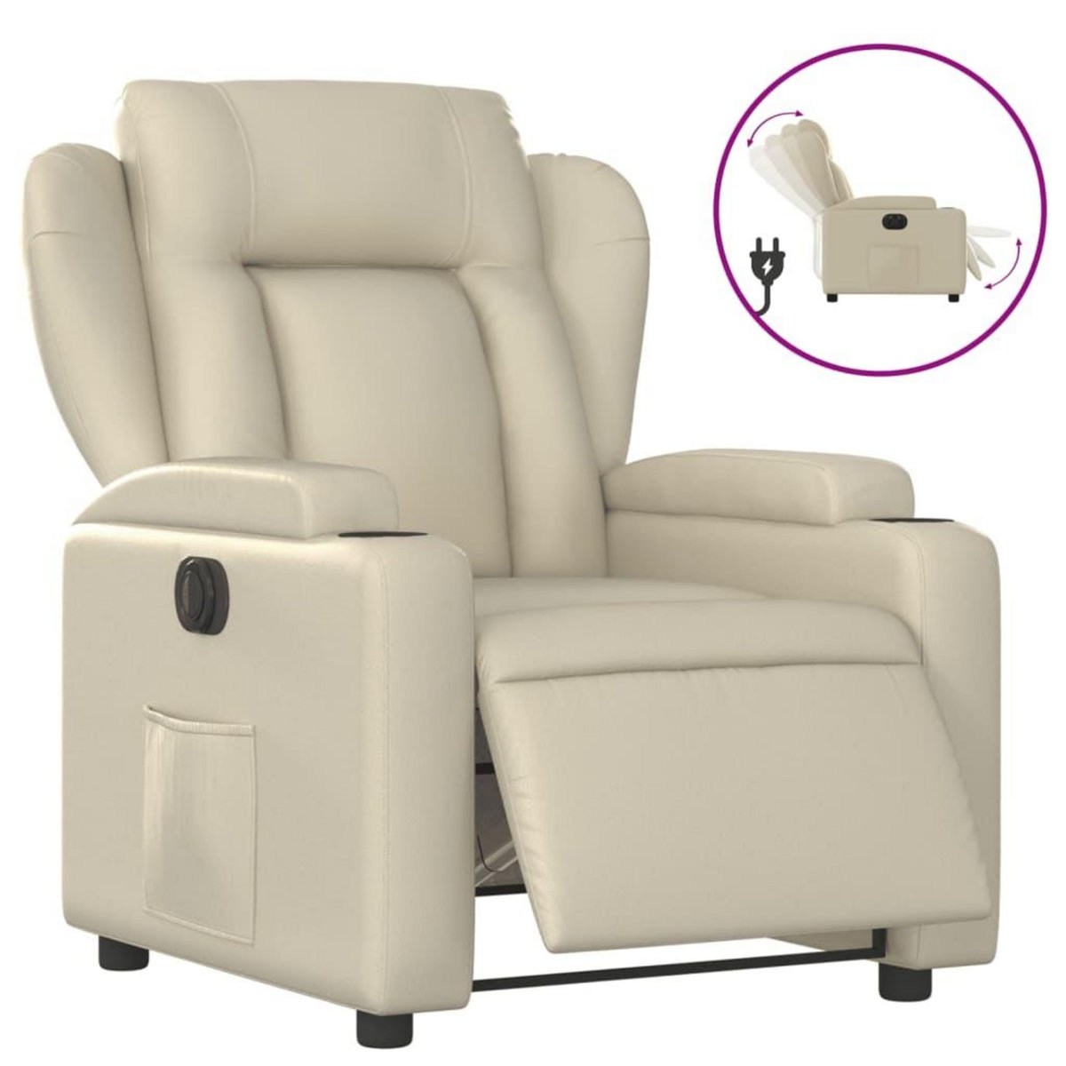 VIDAXL Fauteuil inclinable electrique Creme Similicuir