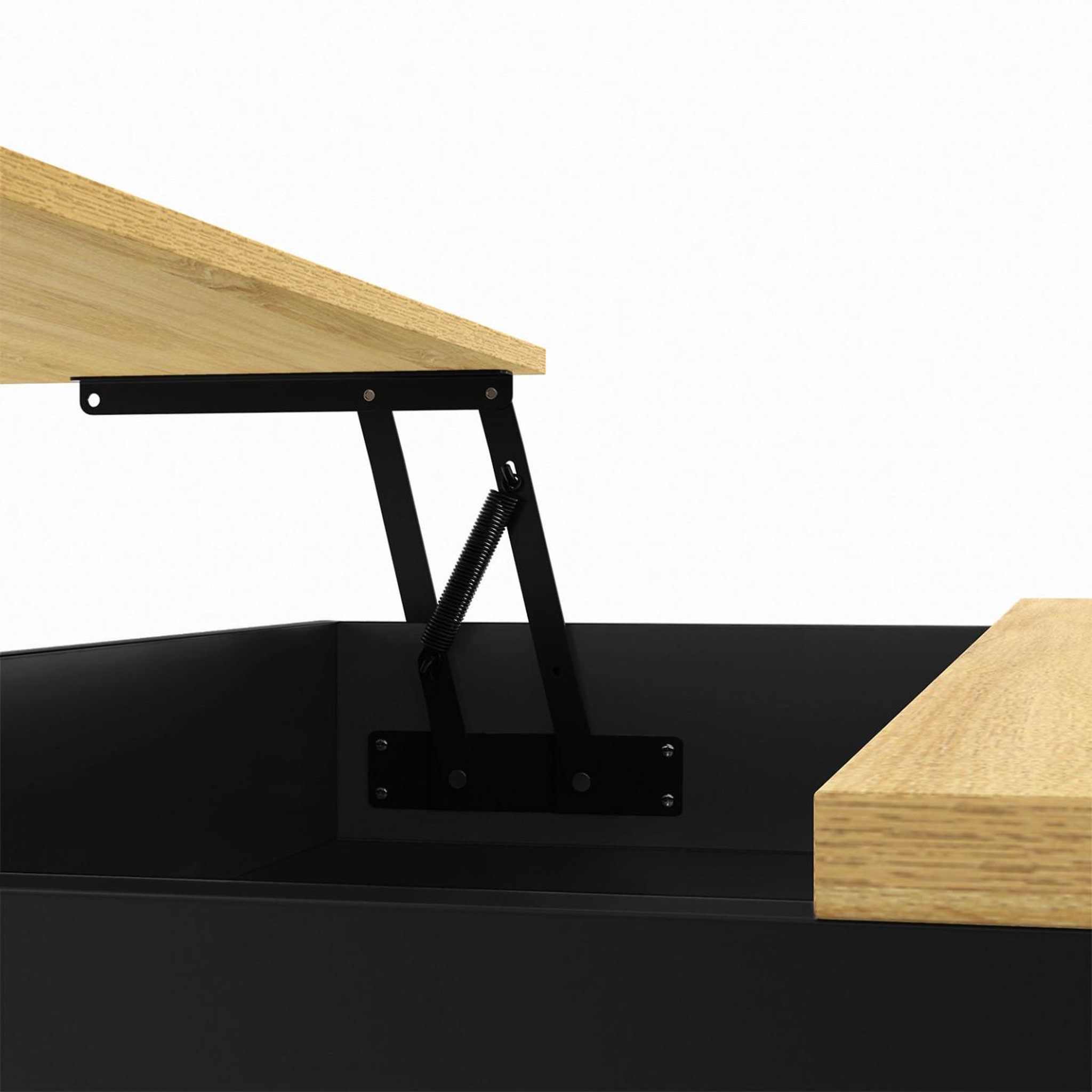 Voir la diapositive 6 : ID MARKET Table basse plateau relevable rectangulaire boston 100 cm noir plateau bois design industriel