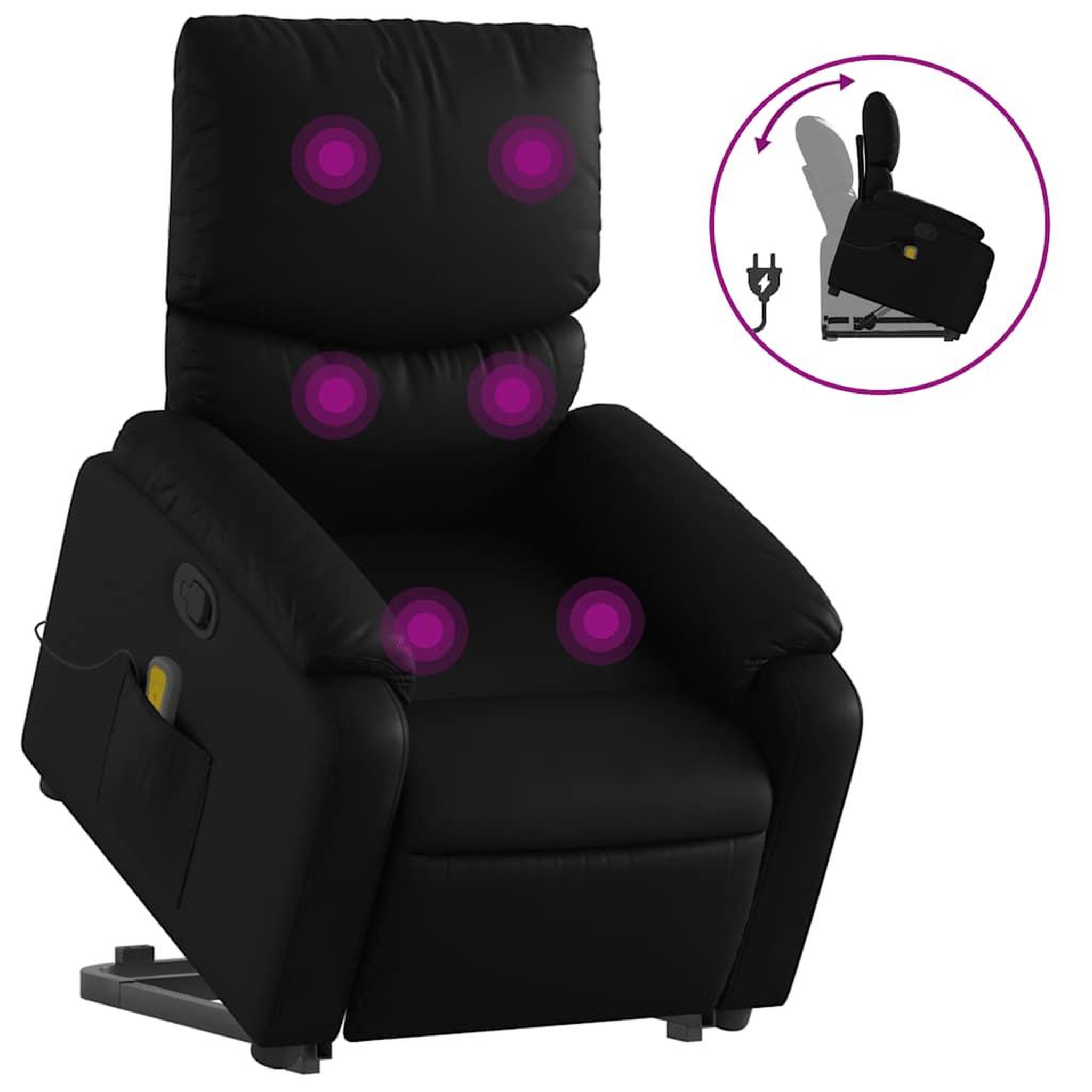 Voir la diapositive 2 : VIDAXL Fauteuil inclinable de massage Noir Similicuir