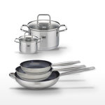 ELO Lot de 3 Poêles 24/28/32 cm Elo Profi Therm Platinum et 2 Faitouts Elo Citrin