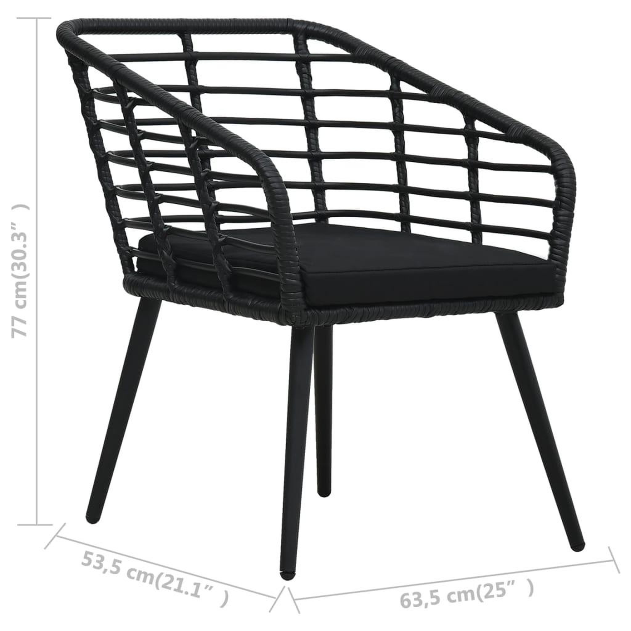 Voir la diapositive 6 : VIDAXL Chaises de jardin lot de 2 avec coussins Resine tressee Noir