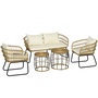 Voir la diapositive 1 : OUTSUNNY Ensemble salon de jardin 4 places 5 pièces avec coussins style bohème chic