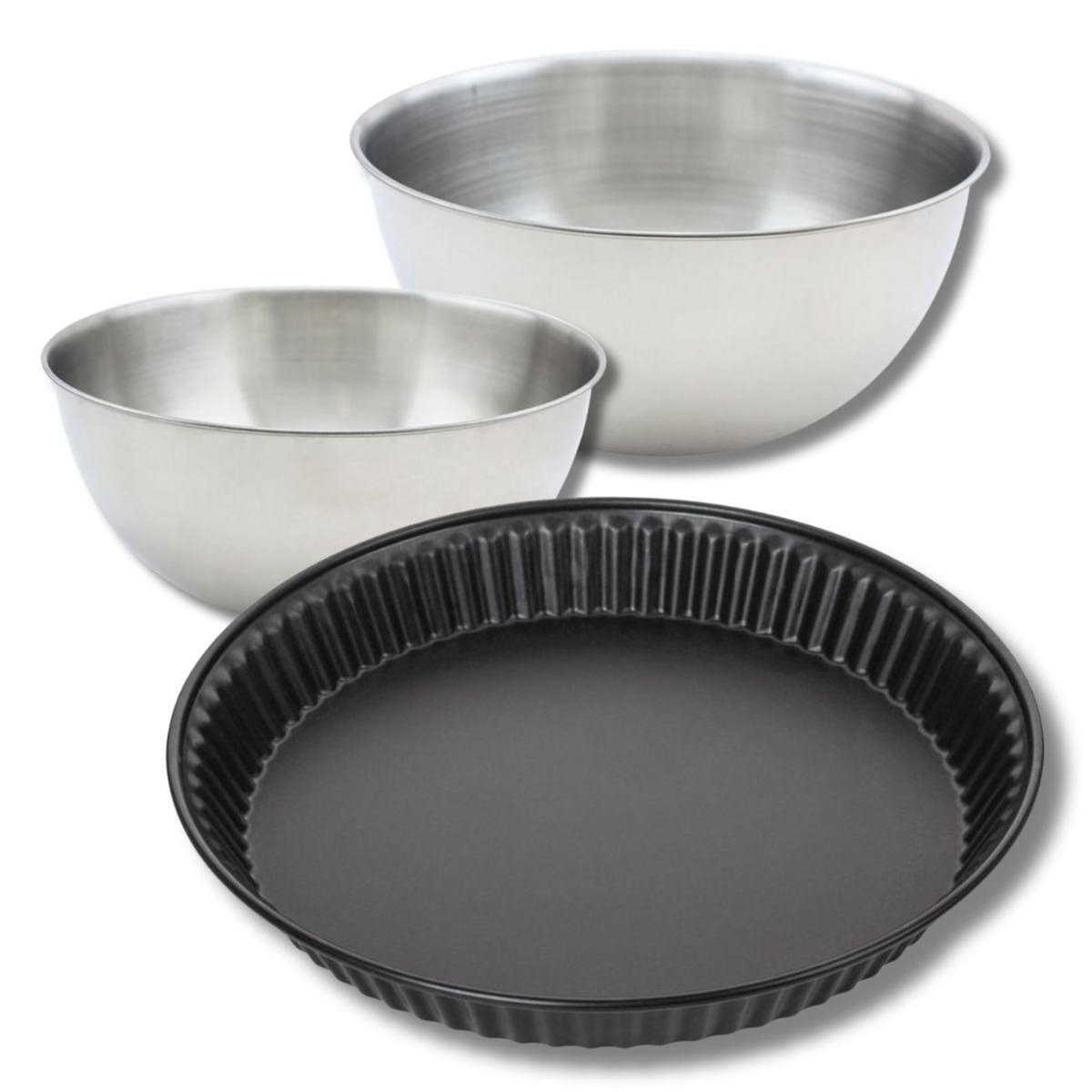 ZENKER Set pâtisserie avec moule à quiche Lorraine 30 cm, 2 bols à mixer et 1 spatule Zenker