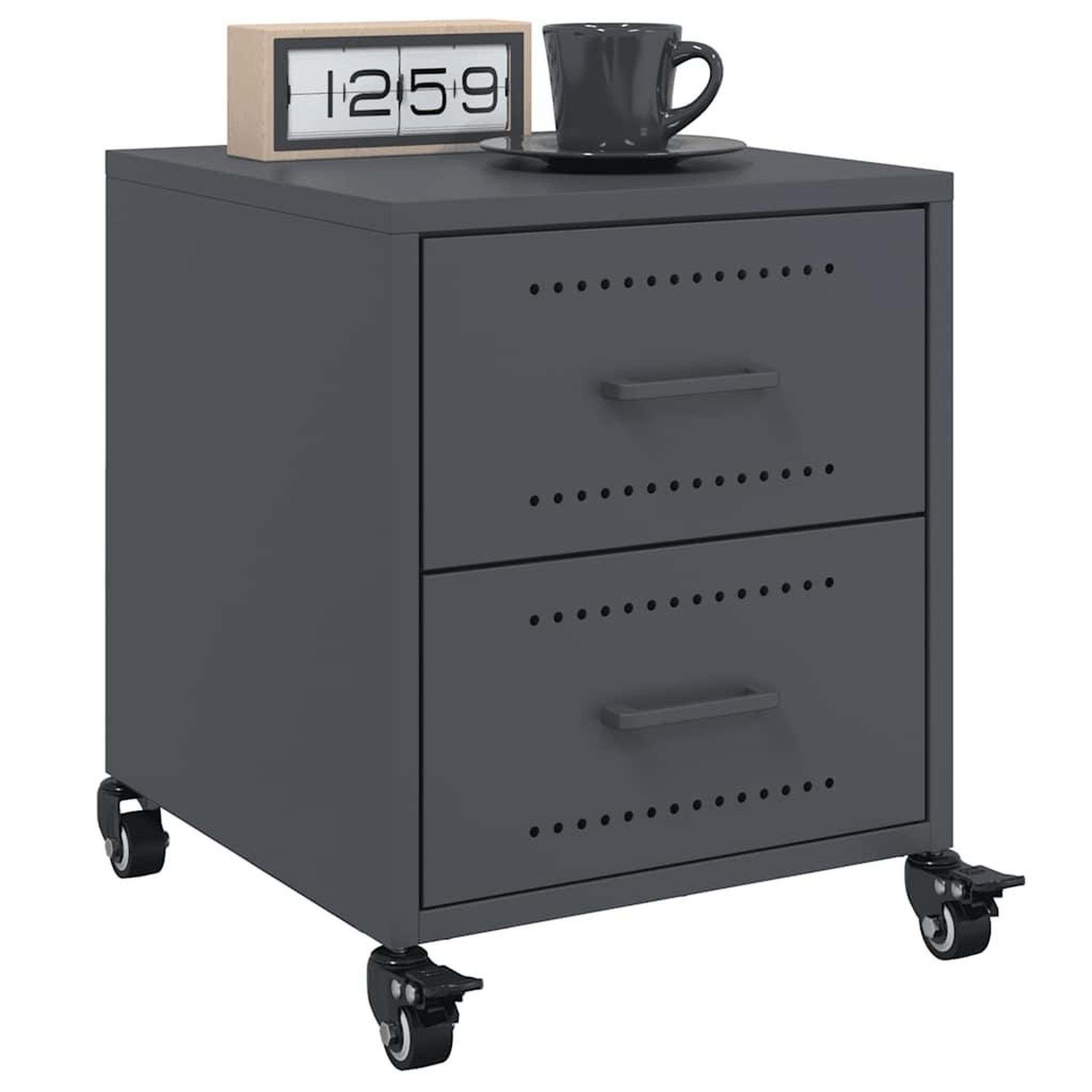 Voir la diapositive 5 : VIDAXL Table de chevet anthracite 36x39x43,5 cm acier