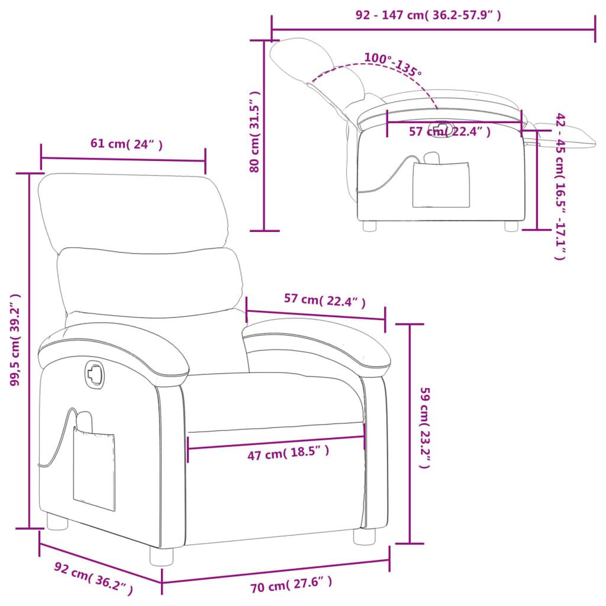 Voir la diapositive 6 : VIDAXL Fauteuil de massage inclinable Rouge bordeaux Similicuir