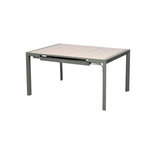 HESPERIDE Table de jardin carrée extensible alu Evasion 8/10 places effet bois lin et laurier - Hespéride