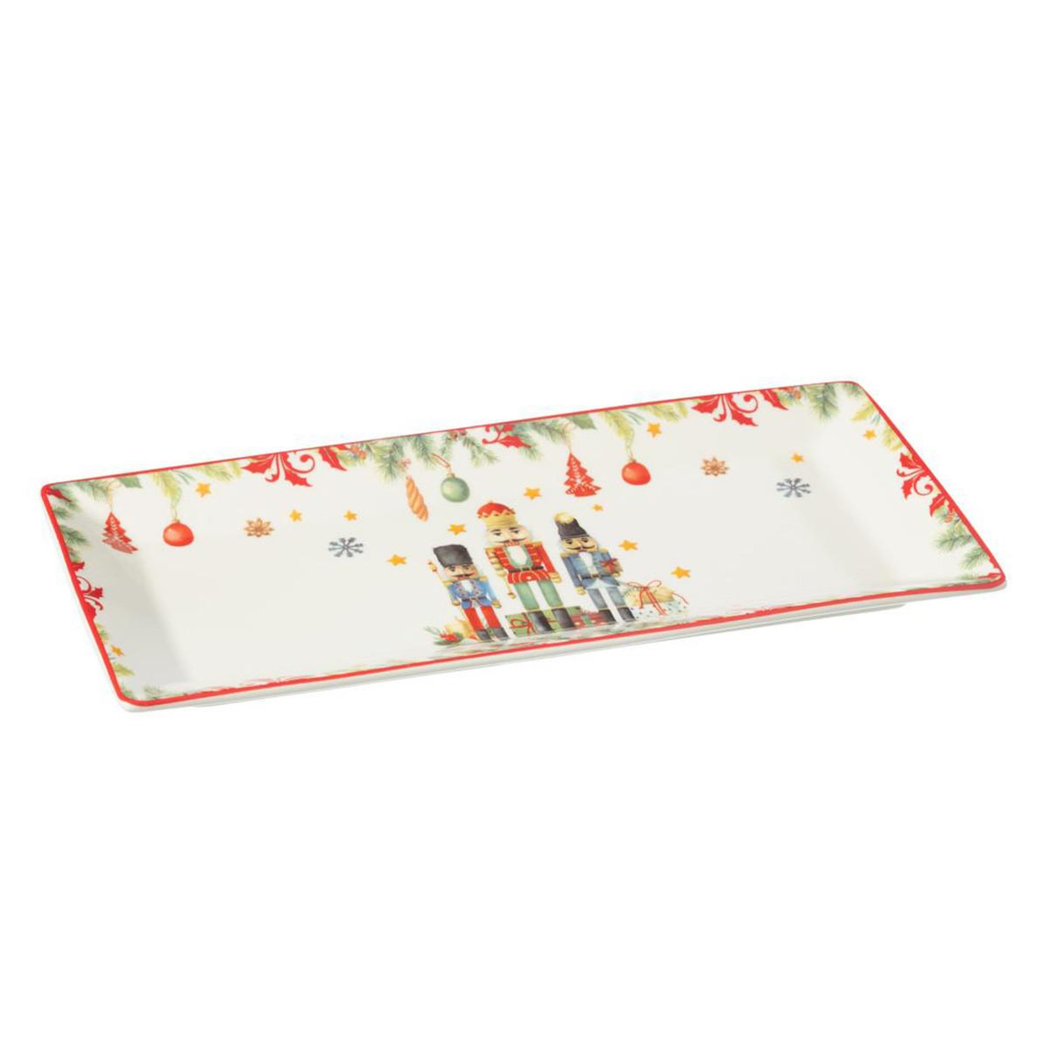 Voir la diapositive 2 : J-LINE Assiette de présentation de noël  casse-noisette  33cm blanc