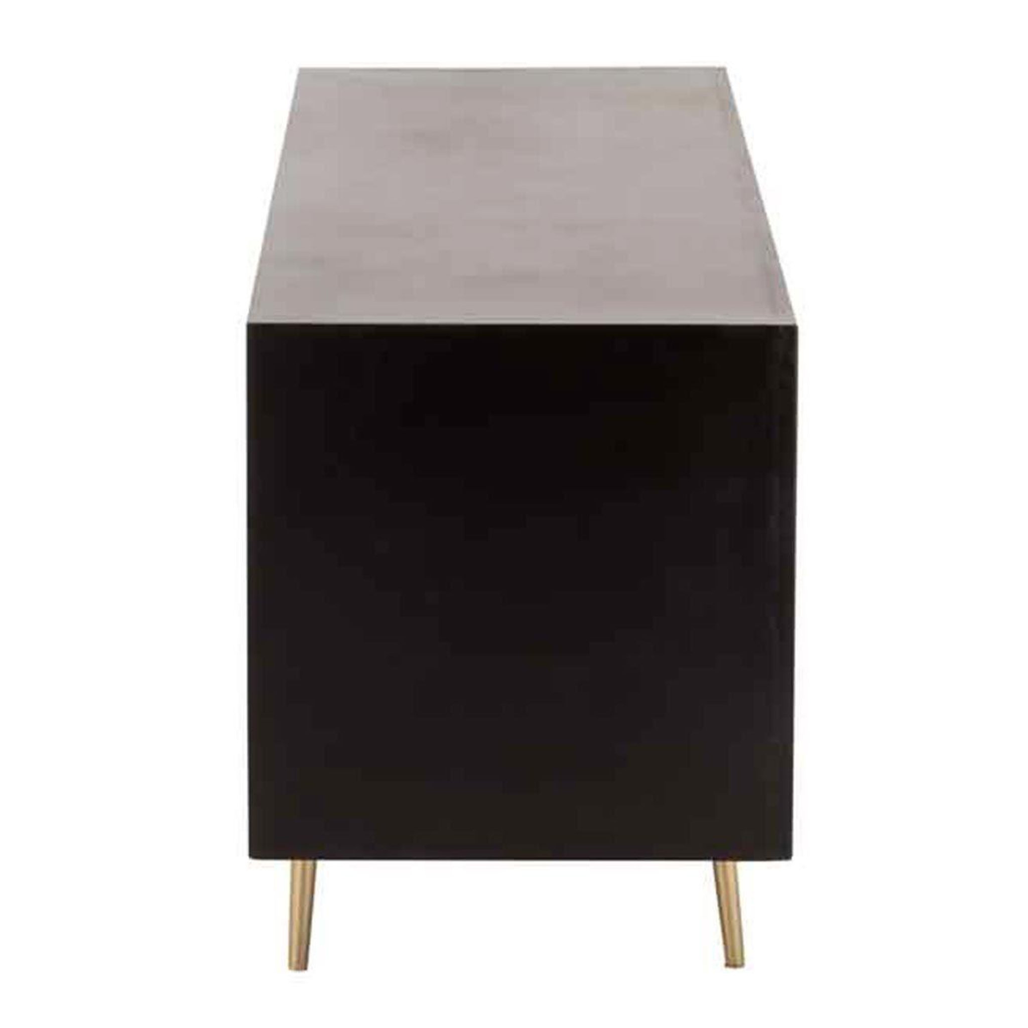 Voir la diapositive 3 : J-LINE Buffet 4 Tiroirs & 2 Portes  Remina  150cm Noir & Or