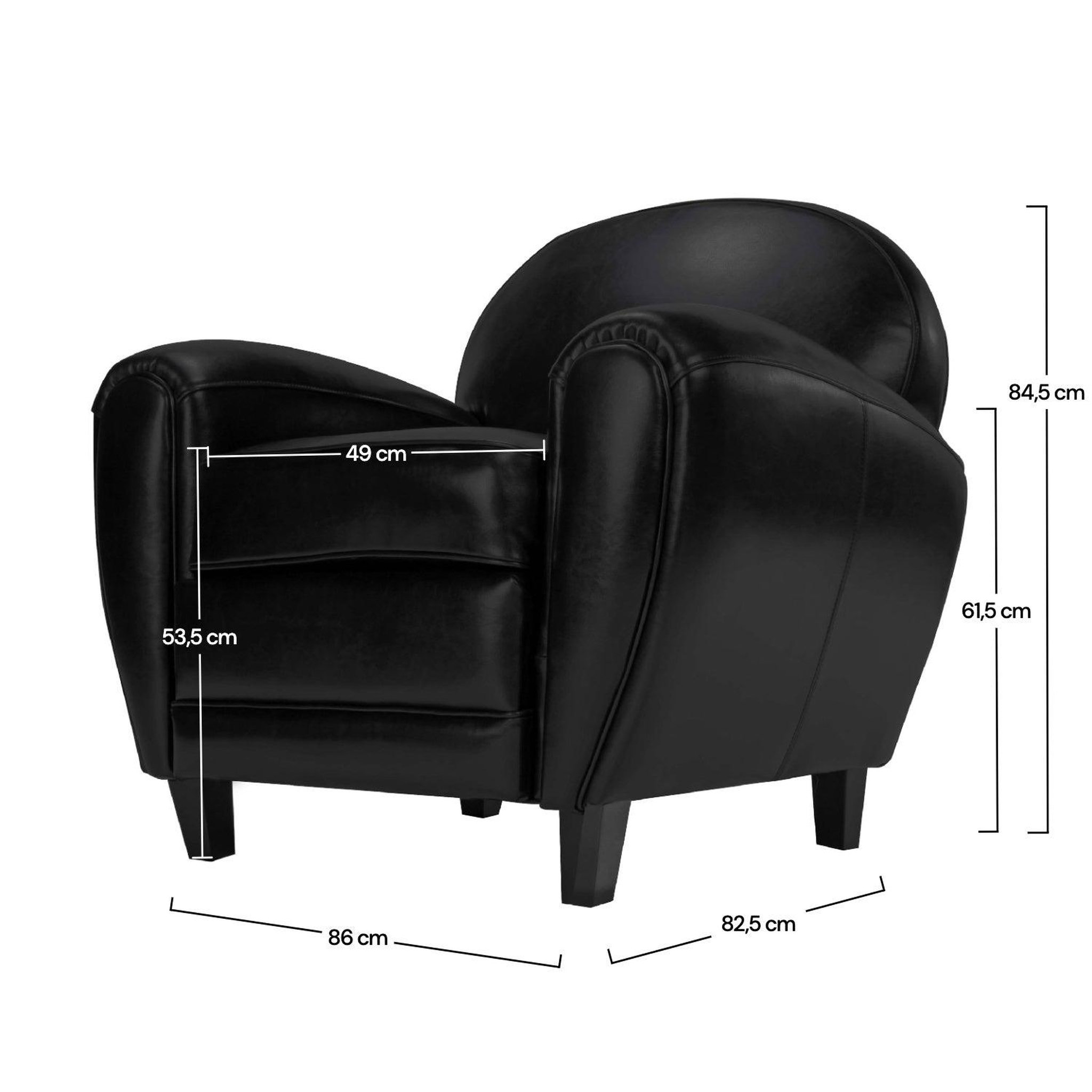 Voir la diapositive 4 : MAISON PAVANE Fauteuil noir en croute de cuir enduite-club