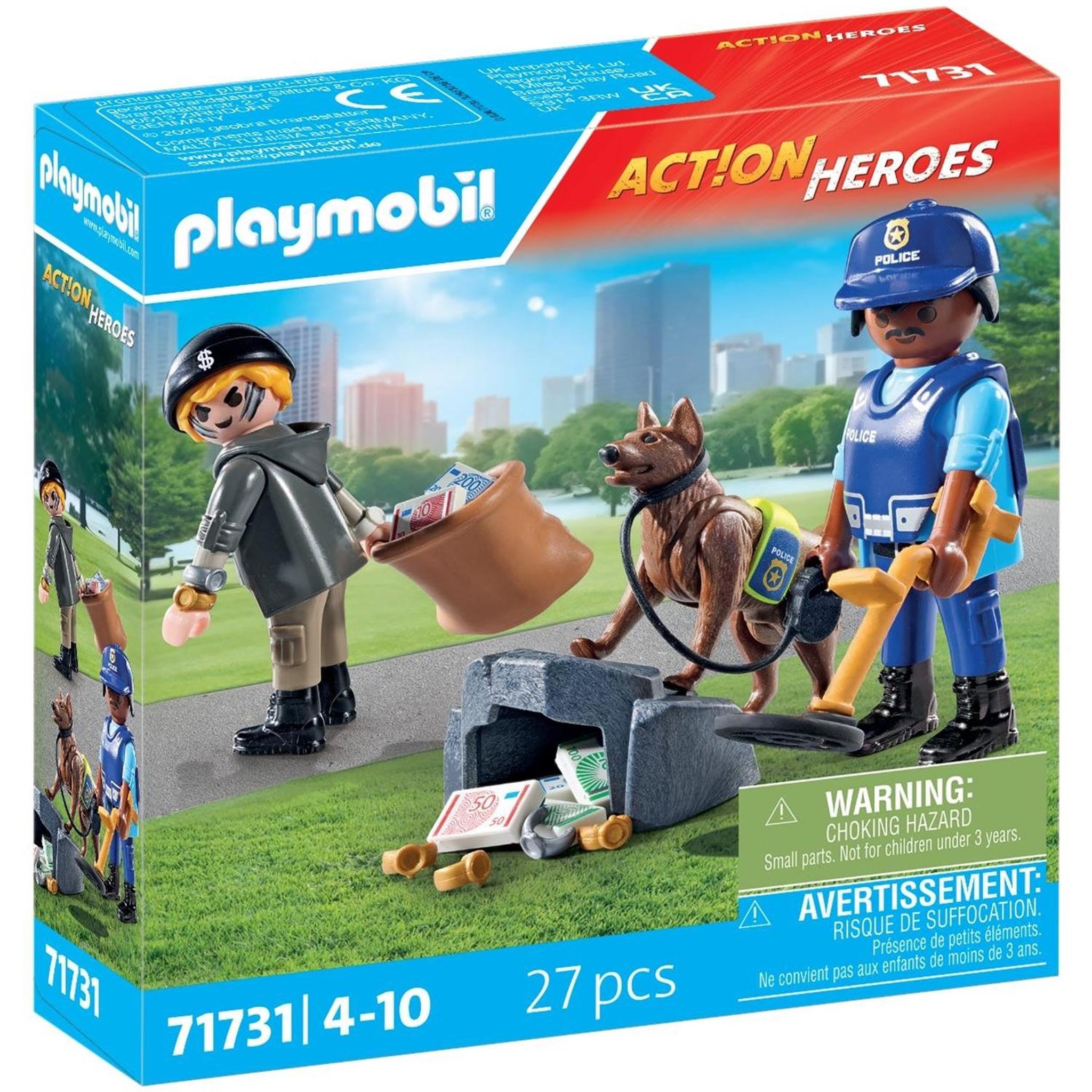 PLAYMOBIL Policier chien de recherche, voleur et accessoires