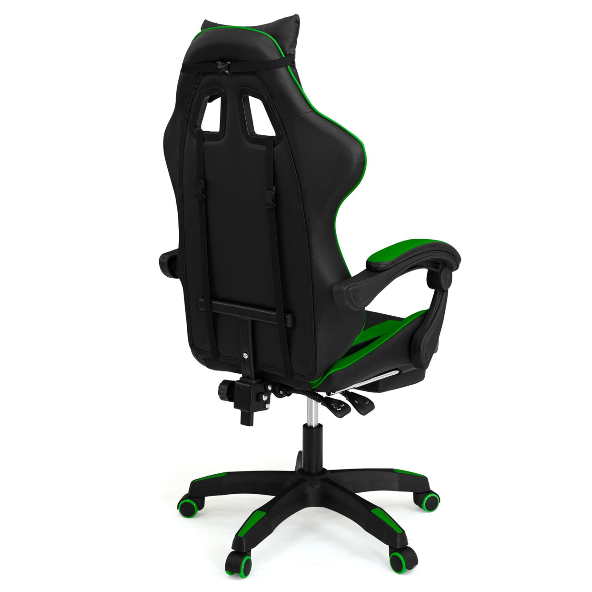 Voir la diapositive 6 : ID MARKET Fauteuil de gaming alex réglable avec repose-pied, coussin de tête et coussin lombaire noir et vert