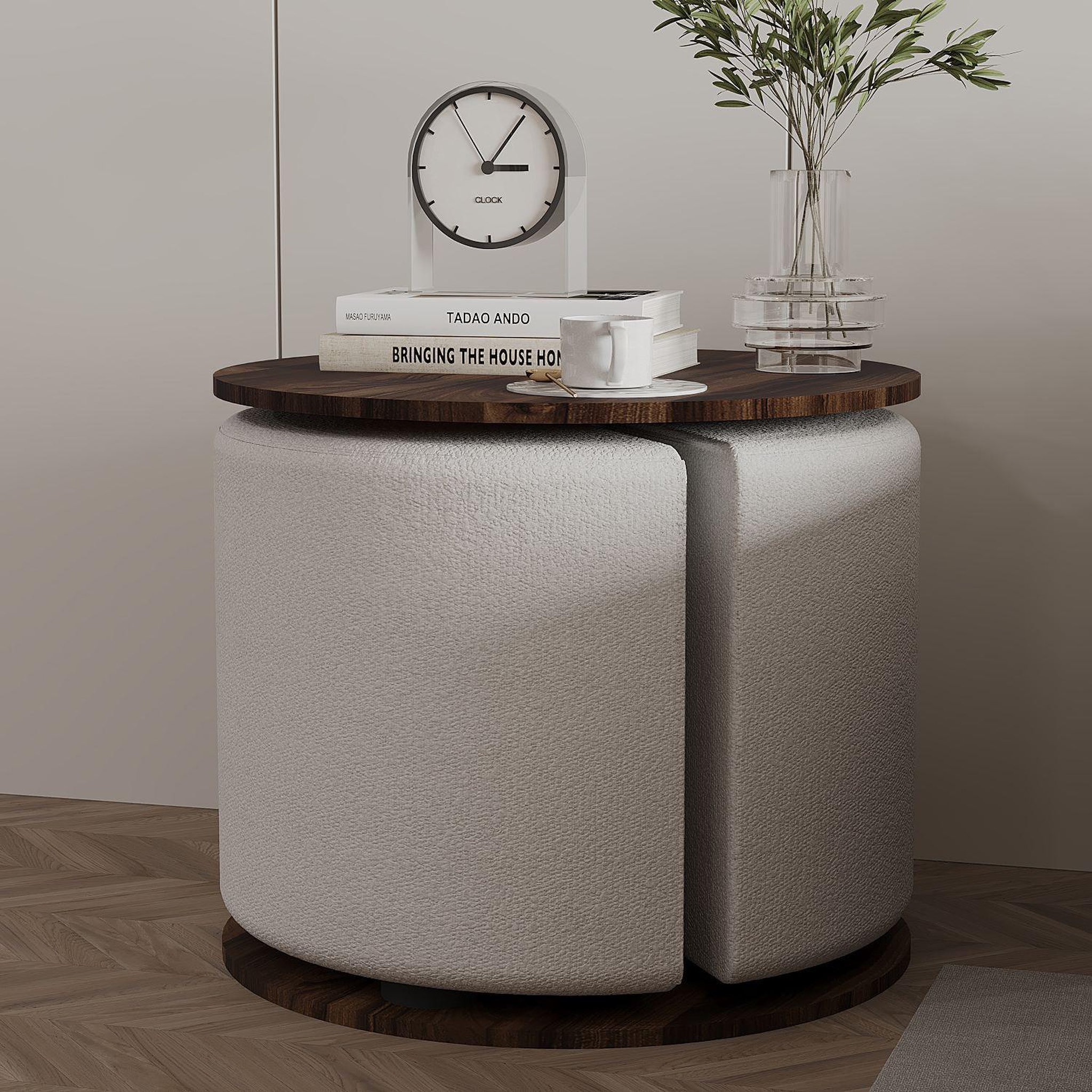 Voir la diapositive 3 : Habitat et Jardin Table d'appoint avec pouf en bois  vexana  - 43 x 43 x 47 cm - marron