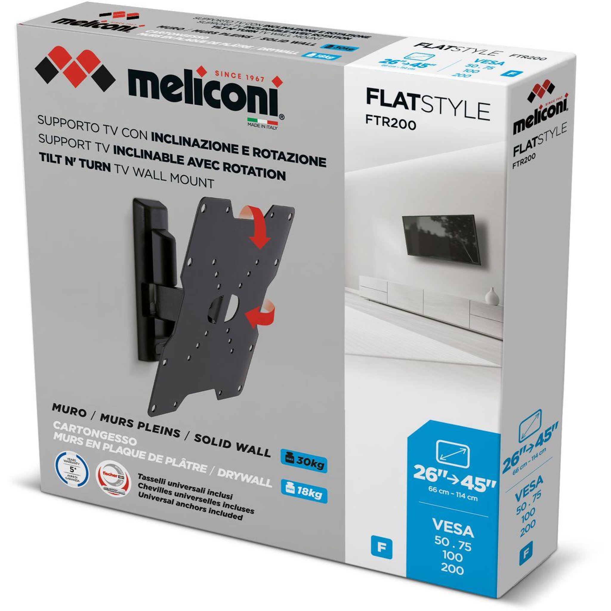 Voir la diapositive 4 : Meliconi Support mural tv ftr 200 flat