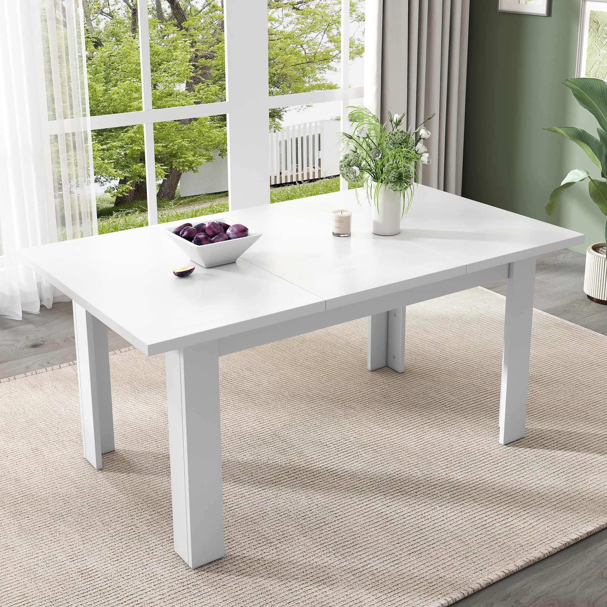 Voir la diapositive 4 : MERAX Table à manger rectangulaire fixe blanc-70x120-120max.cm mdf