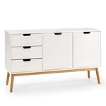 VS VENTA-STOCK Buffet Baku 3 tiroir y 2 porte blanc, pin massif, longueur 140 cm
