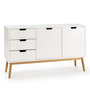 Voir la diapositive 1 : VS VENTA-STOCK Buffet Baku 3 tiroir y 2 porte blanc, pin massif, longueur 140 cm