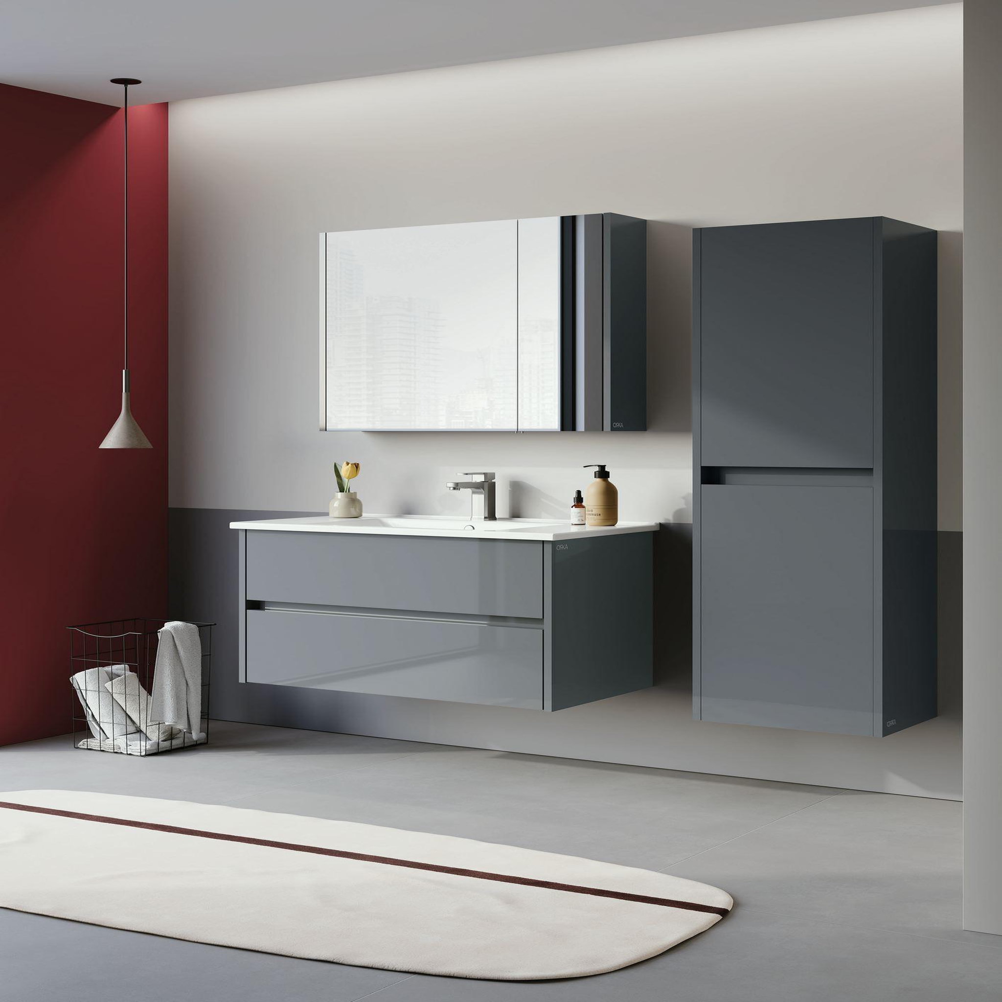 Voir la diapositive 4 : Habitat et Jardin Armoire de salle de bain  arno 40  - 40 x 27 x 138 cm - anthracite