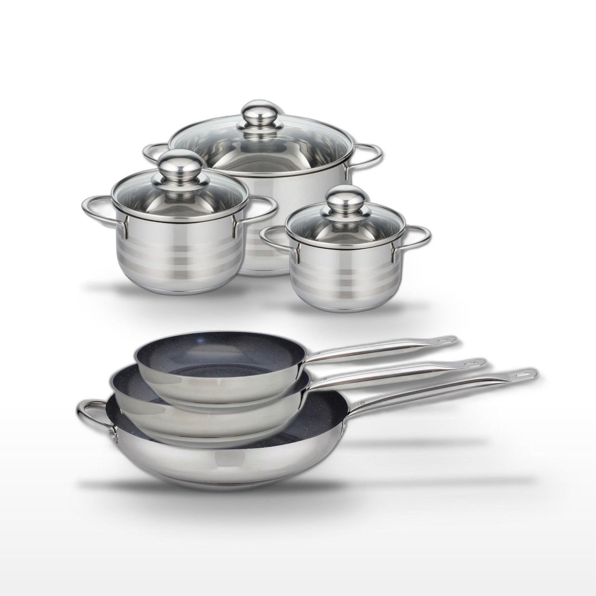 ELO Lot de 3 Poêles céramique 24/28/32cm Elo Profi Therm Platinum et 3 Faitouts 14/16/20cm Elo