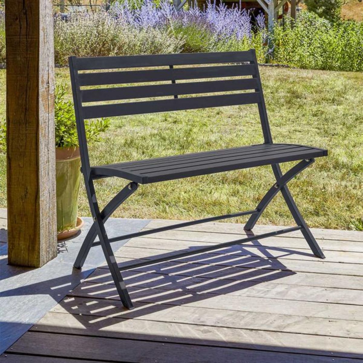 Paris Prix Banc de Jardin Pliant  Marius  95cm Gris Anthracite