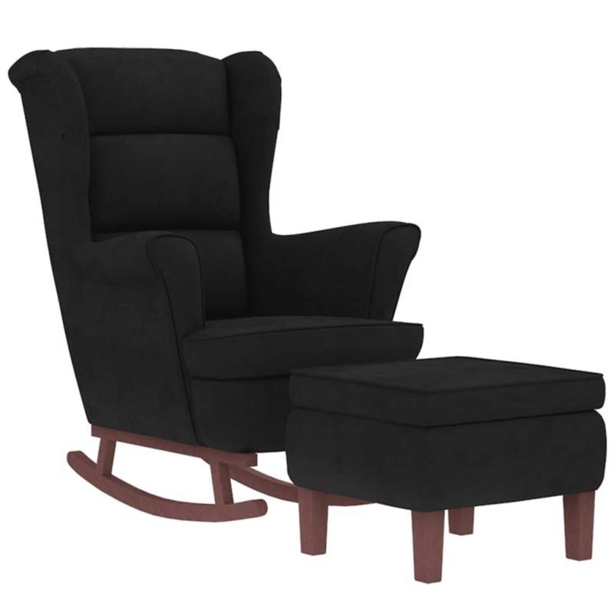 Voir la diapositive 3 : VIDAXL Chaise à bascule avec pieds en bois et tabouret Noir Velours