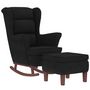Voir la diapositive 3 : VIDAXL Chaise à bascule avec pieds en bois et tabouret Noir Velours