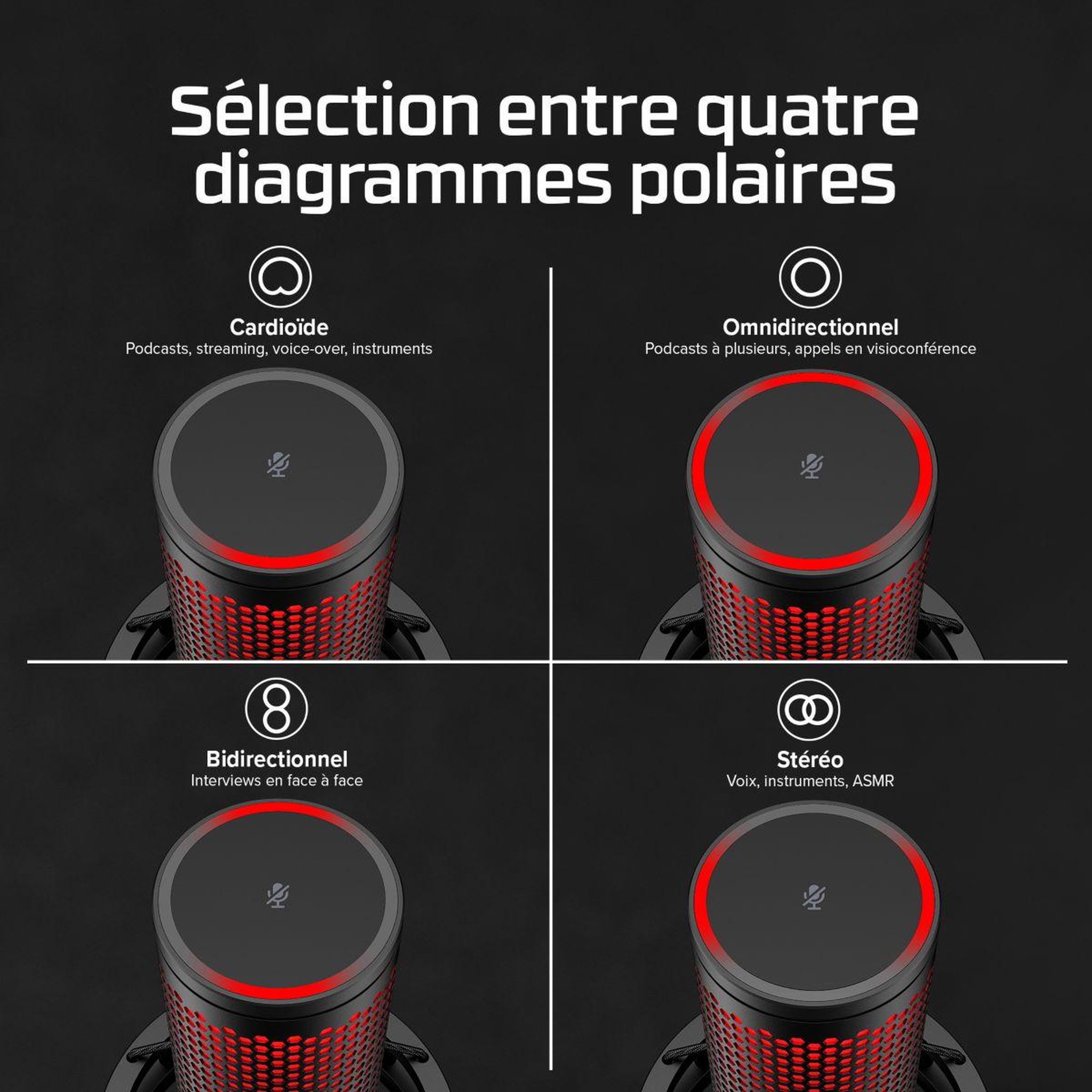 Voir la diapositive 3 : HyperX Micro gamer quadcast 2 black